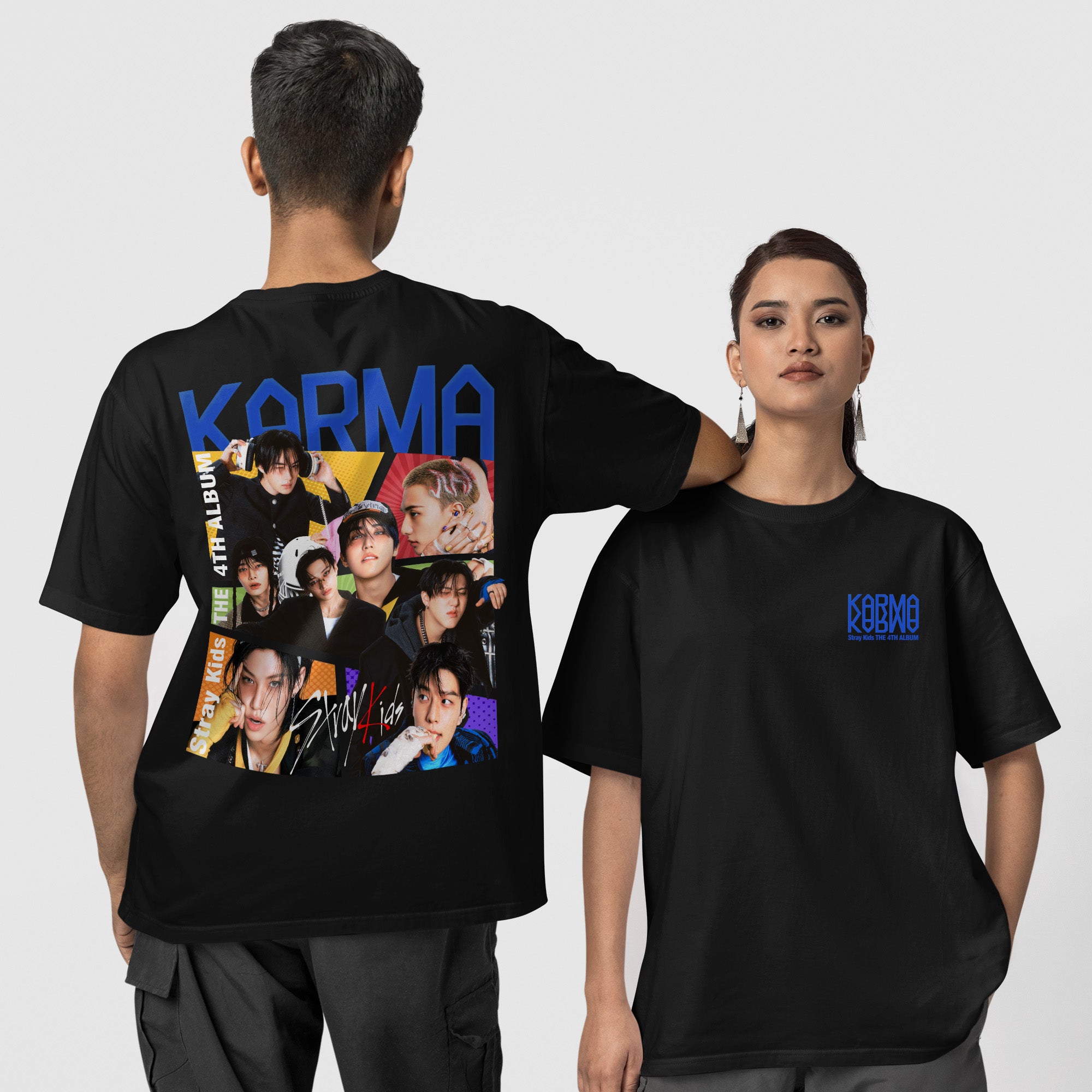 Stray Kids The 4th Album Karma T-Shirt - Couple 1 view, Y2K kpop concert tee