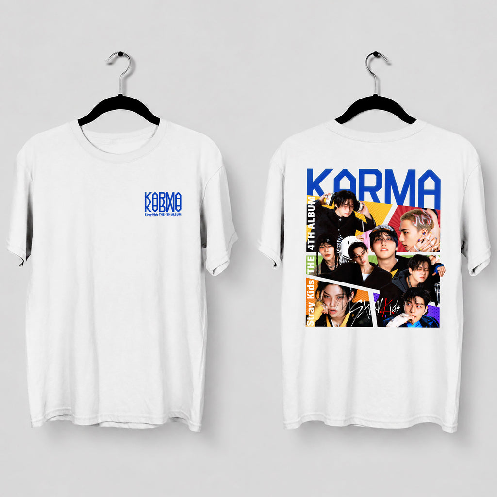 Stray Kids The 4th Album Karma T-Shirt - Main view, Y2K kpop concert tee
