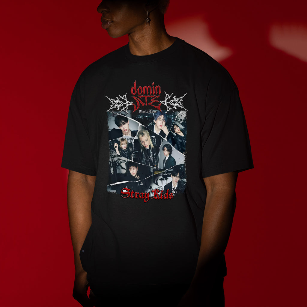 Stray Kids Dominate Tour T-Shirt - Men view, Y2K kpop concert tee