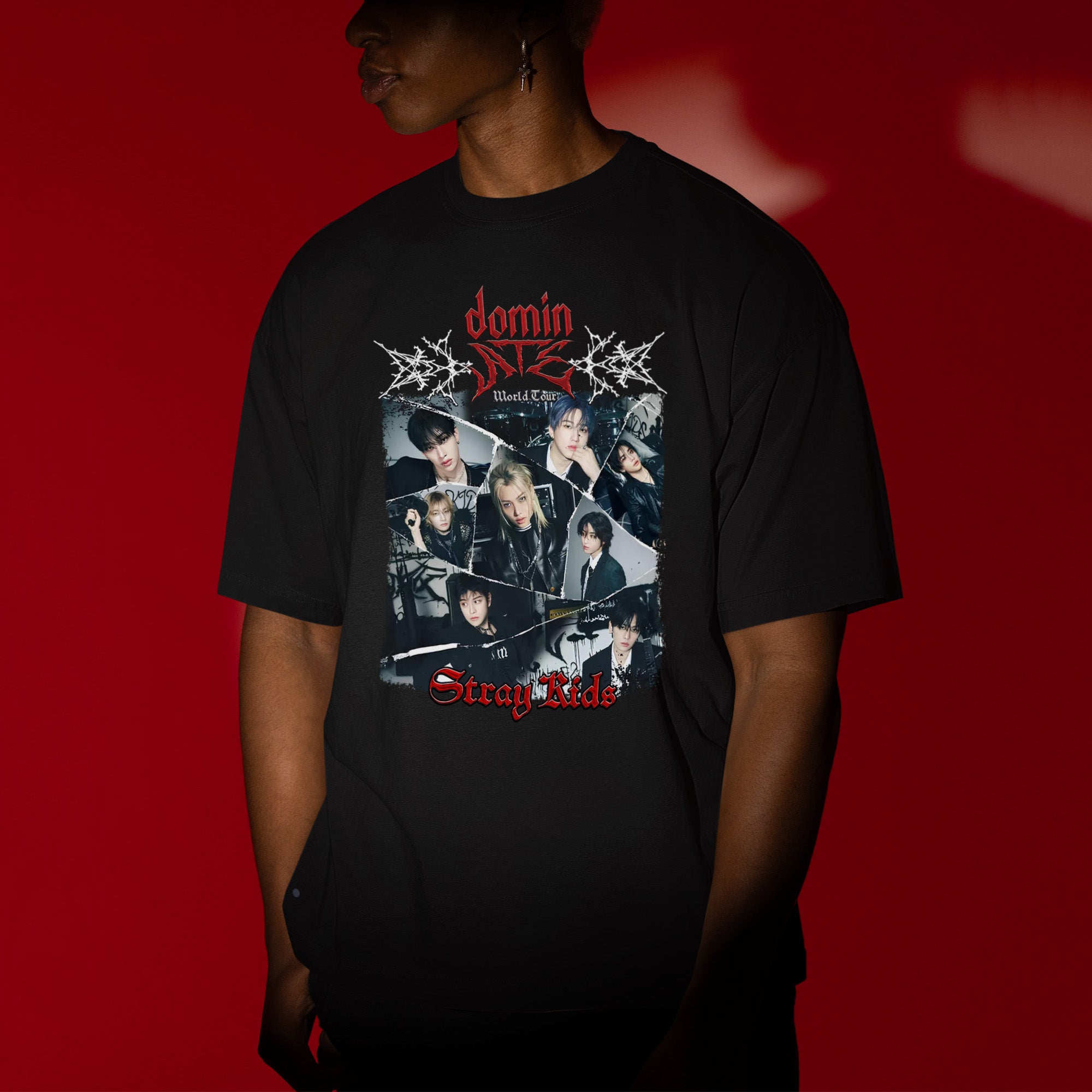 Stray Kids Dominate Tour T-Shirt - Men view, Y2K kpop concert tee