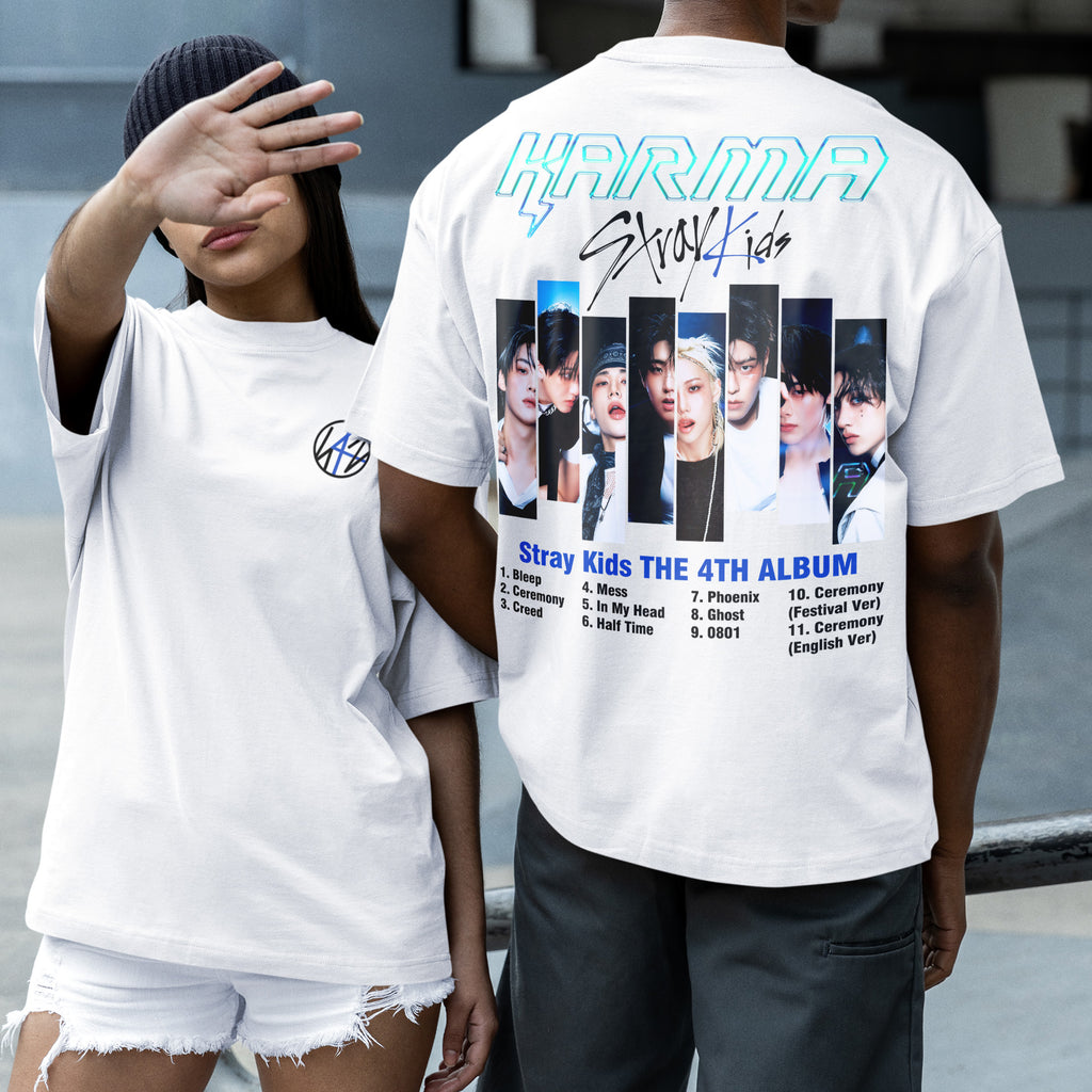 Stray Kids Karma Album Comeback T-Shirt - Couple 2 view, Y2K kpop concert tee