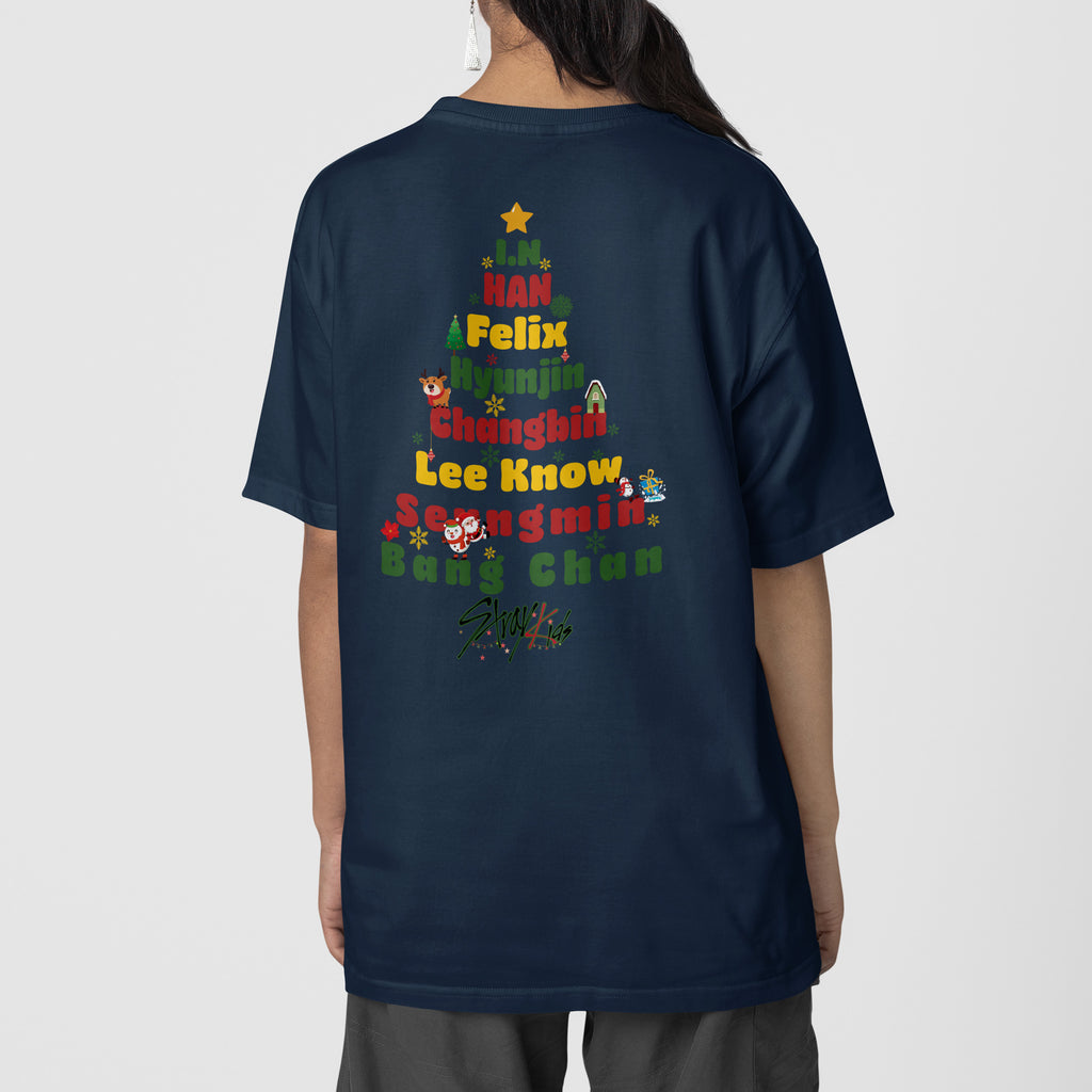 Stray Kids Christmas Tree T-Shirt - Back view, Y2K kpop concert tee