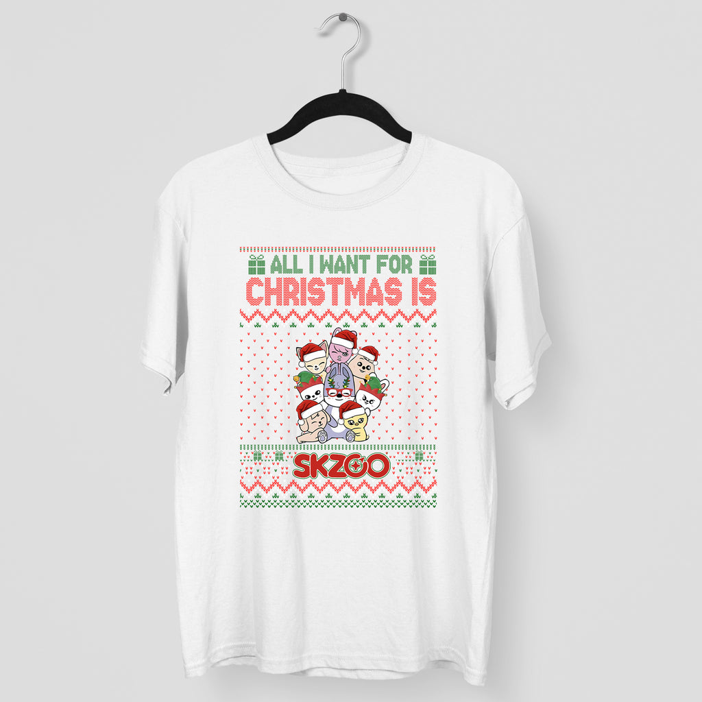 Stray Kids All I Want For Xmas Is Skzoo T-Shirt - Main view, Y2K kpop concert tee
