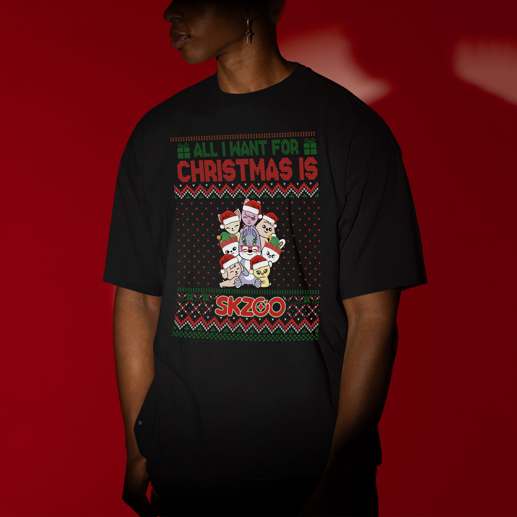 Stray Kids All I Want For Xmas Is Skzoo T-Shirt - Men view, Y2K kpop concert tee