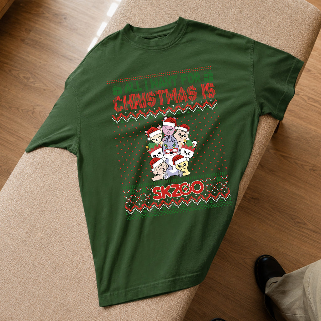 Stray Kids All I Want For Xmas Is Skzoo T-Shirt - Spread view, Y2K kpop concert tee