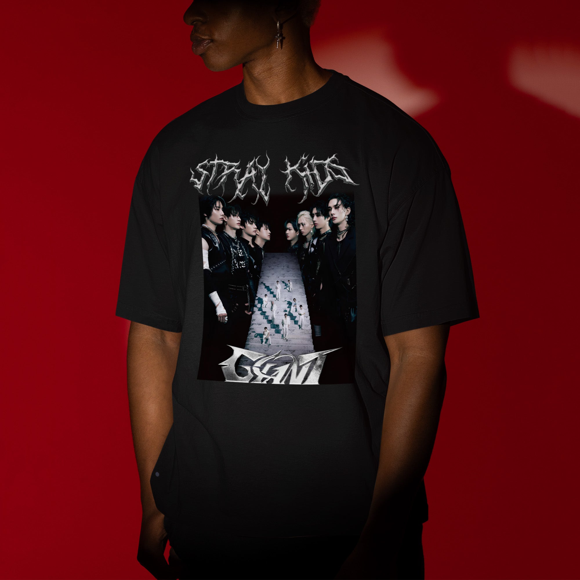 Stray Kids Giant Album T-Shirt - Men view, Y2K kpop concert tee
