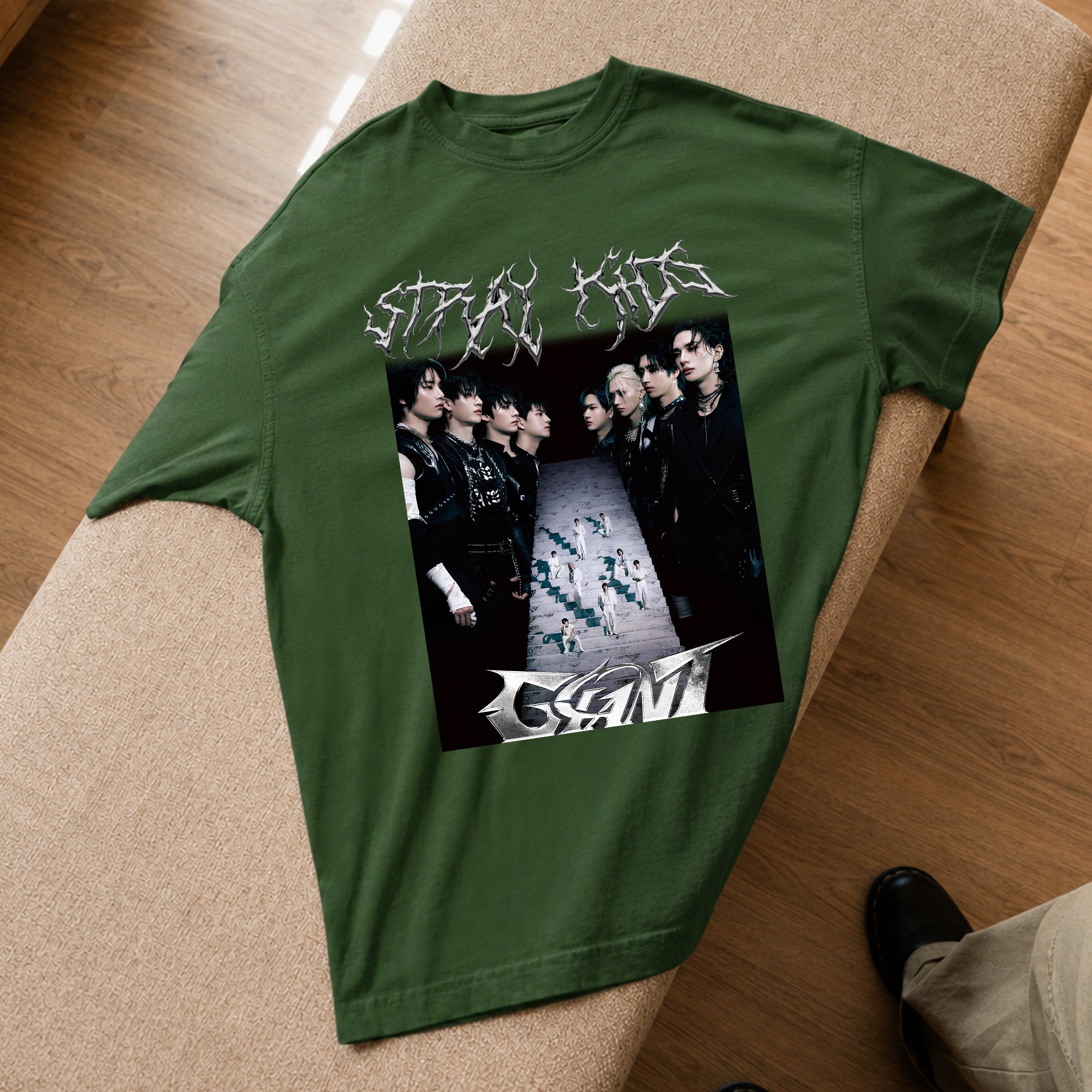 Stray Kids Giant Album T-Shirt - Spread view, Y2K kpop concert tee