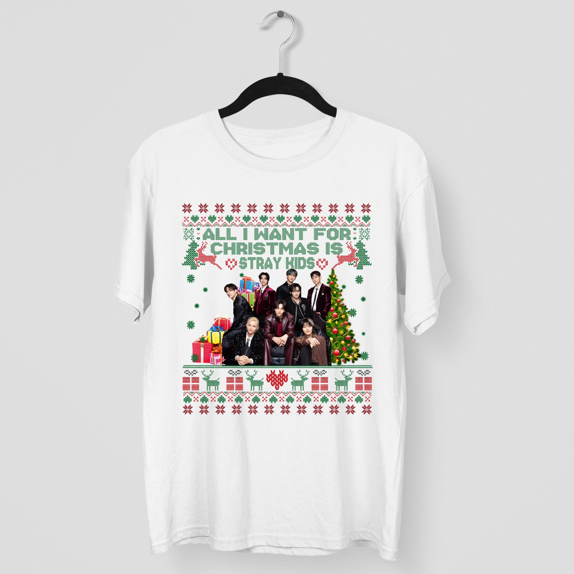 Stray Kids Christmas T-Shirt - Main view, Y2K kpop concert tee