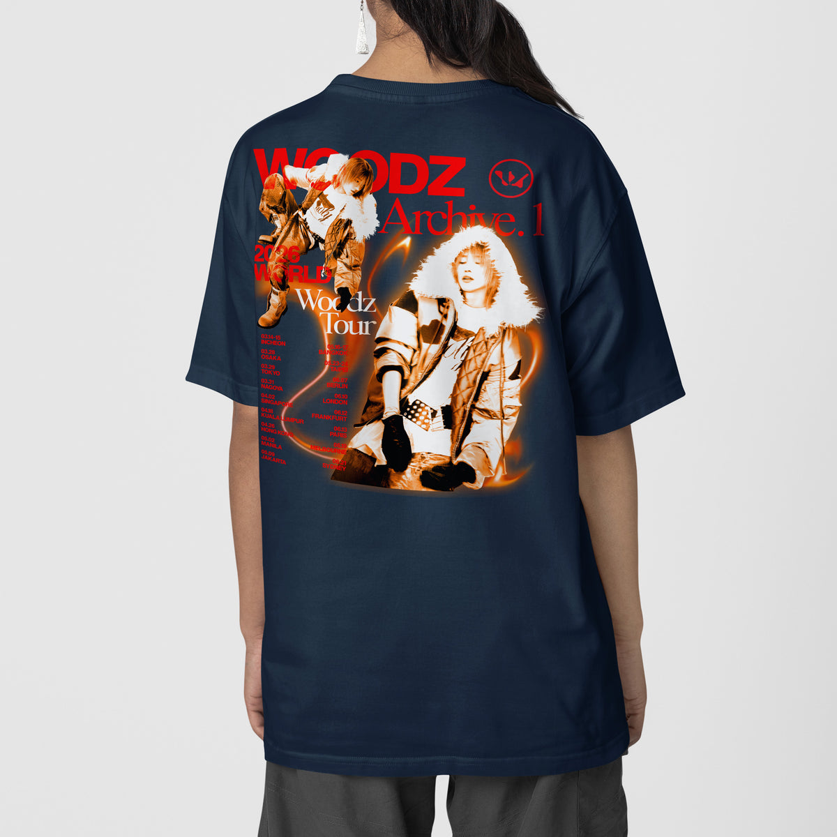 WOODZ 2026 Archive 1 T-Shirt - Back view, Y2K kpop concert tee