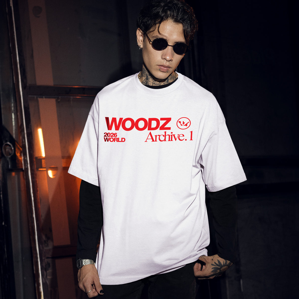 WOODZ 2026 Archive 1 T-Shirt - Men Front view, Y2K kpop concert tee