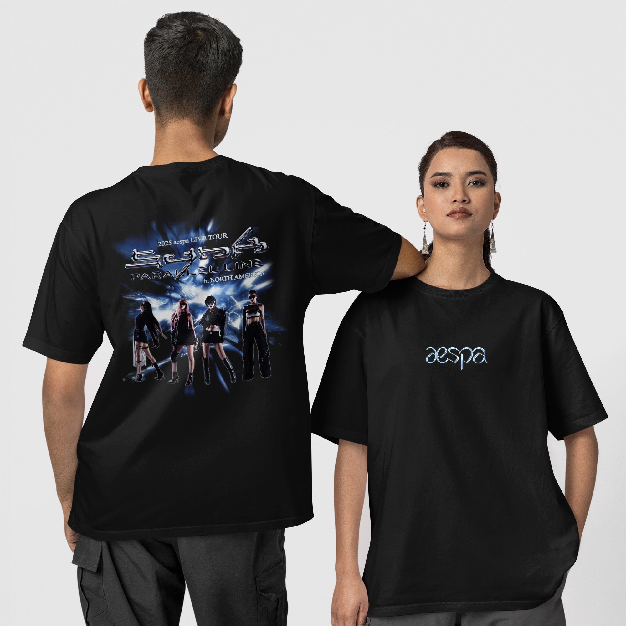 AESPA Concert In North America 2025 T-Shirt - Couple 1 view, Y2K kpop concert tee