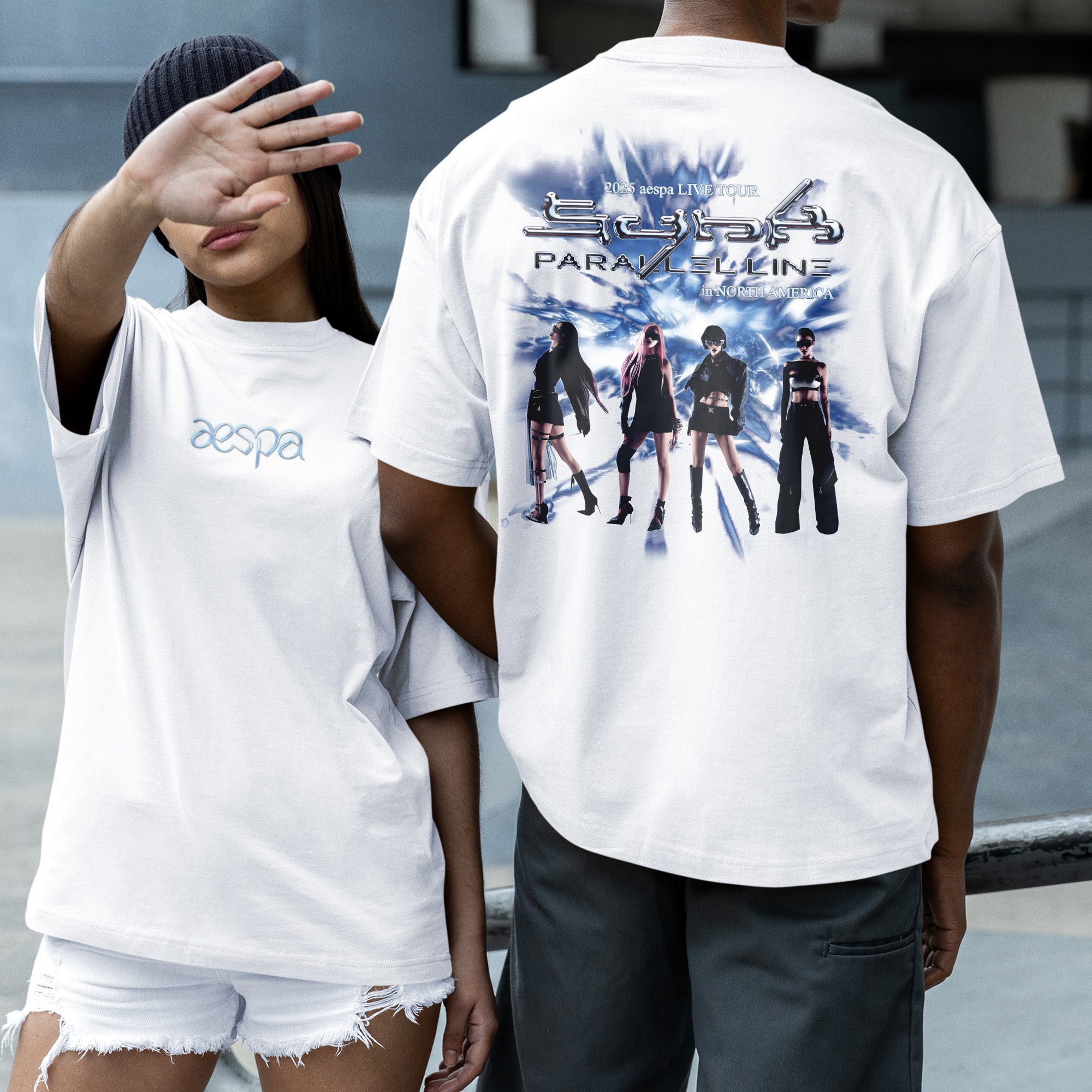 AESPA Concert In North America 2025 T-Shirt - Couple 2 view, Y2K kpop concert tee