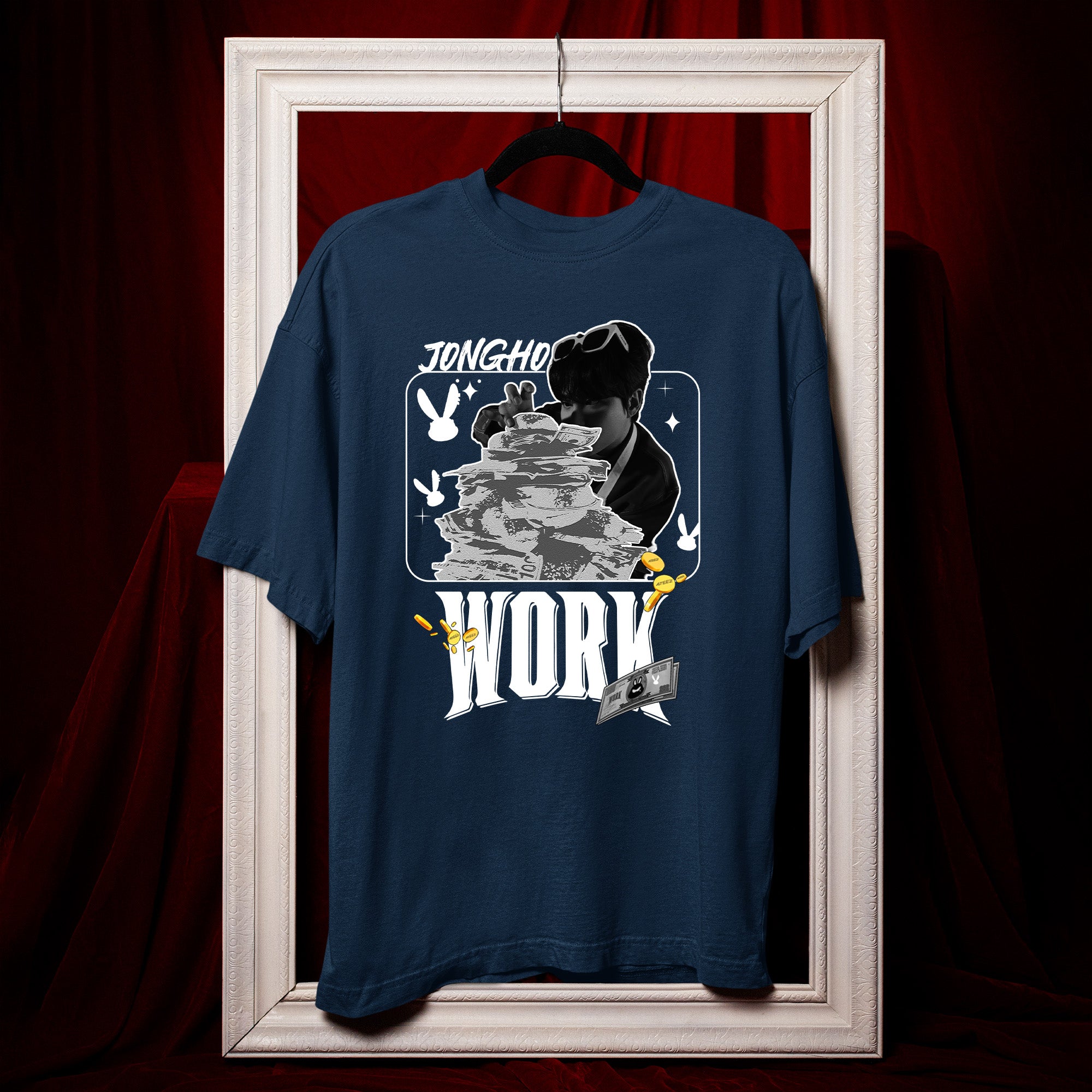 ATEEZ Jongho Work T-Shirt - Hang view, Y2K kpop concert tee