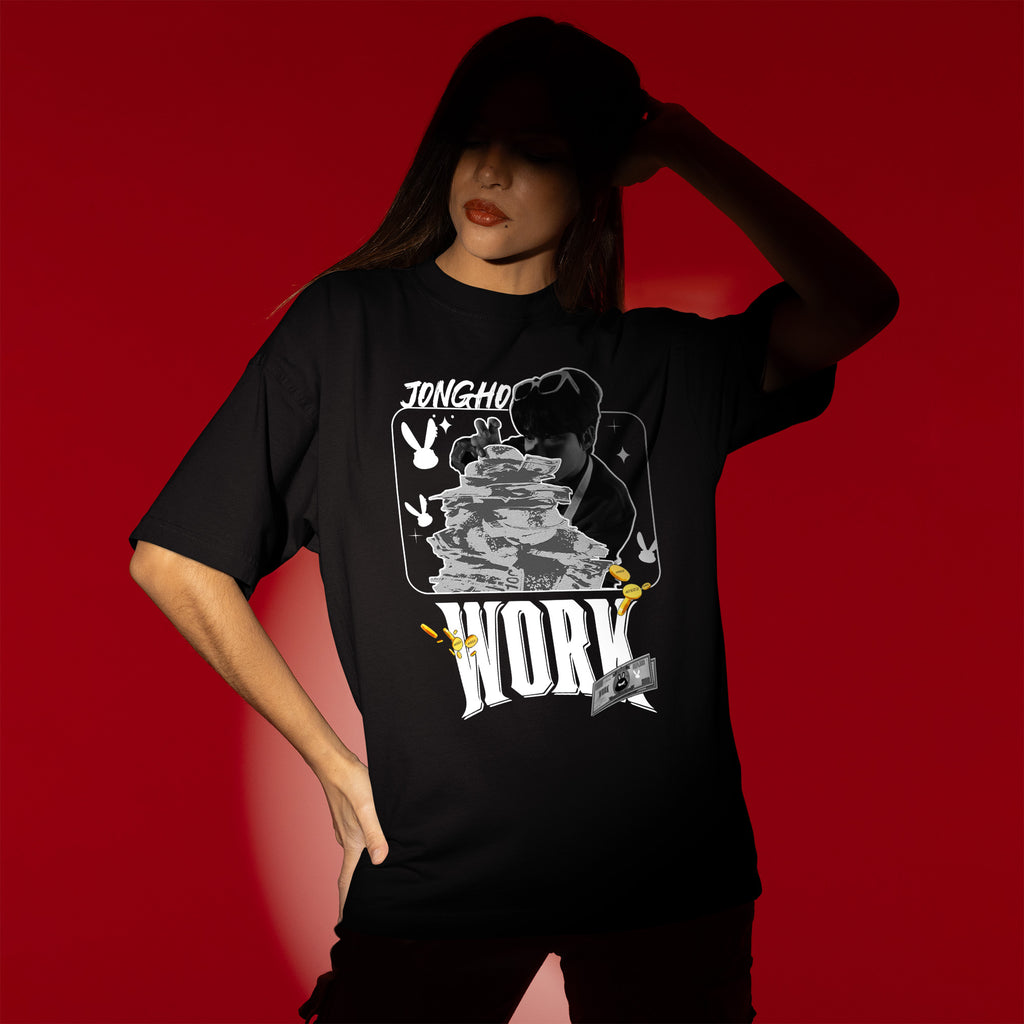 ATEEZ Jongho Work T-Shirt - Women view, Y2K kpop concert tee