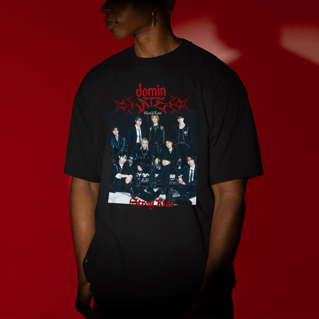 Stray Kids DominATE World Tour T-Shirt - Men view, Y2K kpop concert tee