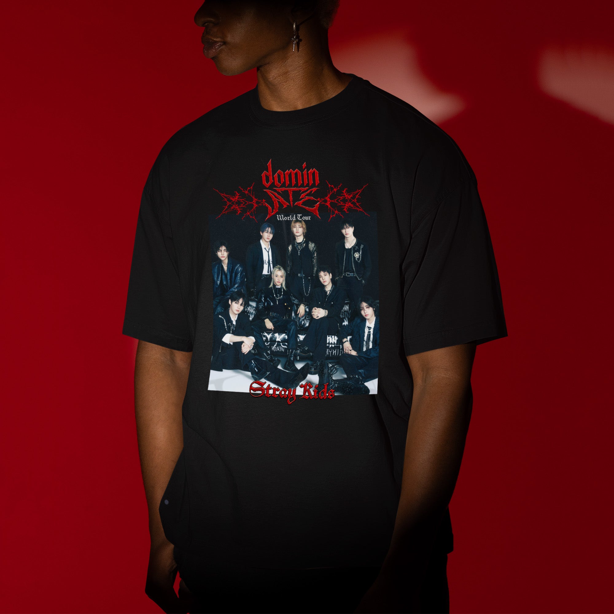 Stray Kids DominATE World Tour T-Shirt - Men view, Y2K kpop concert tee