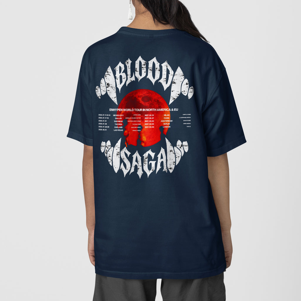 ENHYPEN Blood Saga World Tour 2026 2027 T-Shirt - Back view, Y2K kpop concert tee