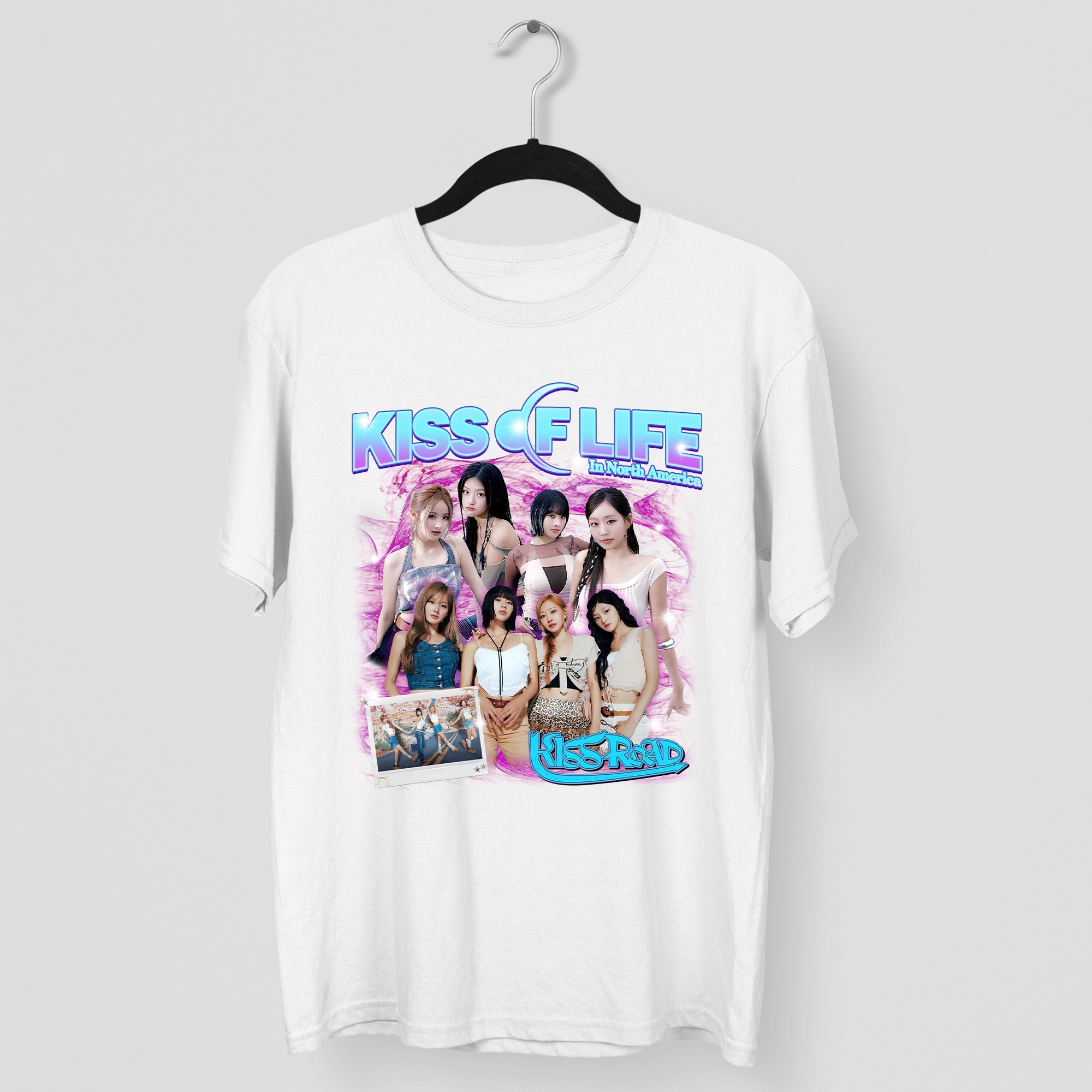 Kiss Of Life Graphic Kiss Road T-Shirt - Main view, Y2K kpop concert tee