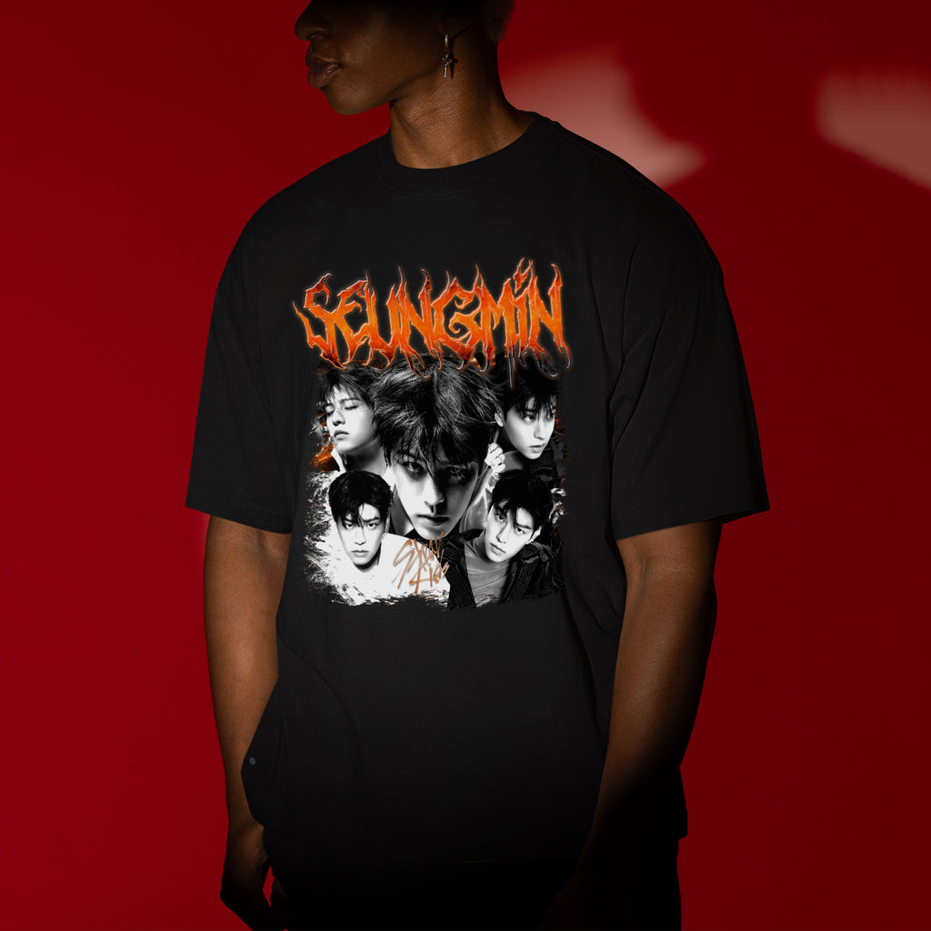 Stray Kids Graphic Seungmin T-Shirt - Men view, Y2K kpop concert tee
