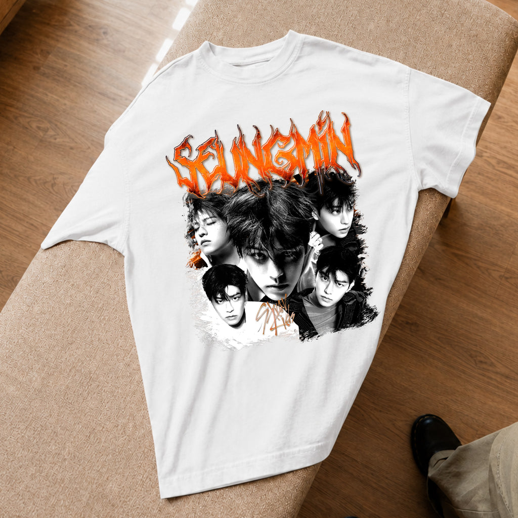 Stray Kids Graphic Seungmin T-Shirt - Spread view, Y2K kpop concert tee