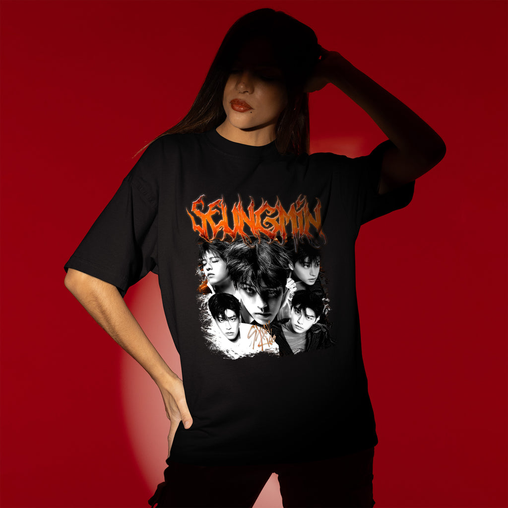 Stray Kids Graphic Seungmin T-Shirt - Women view, Y2K kpop concert tee