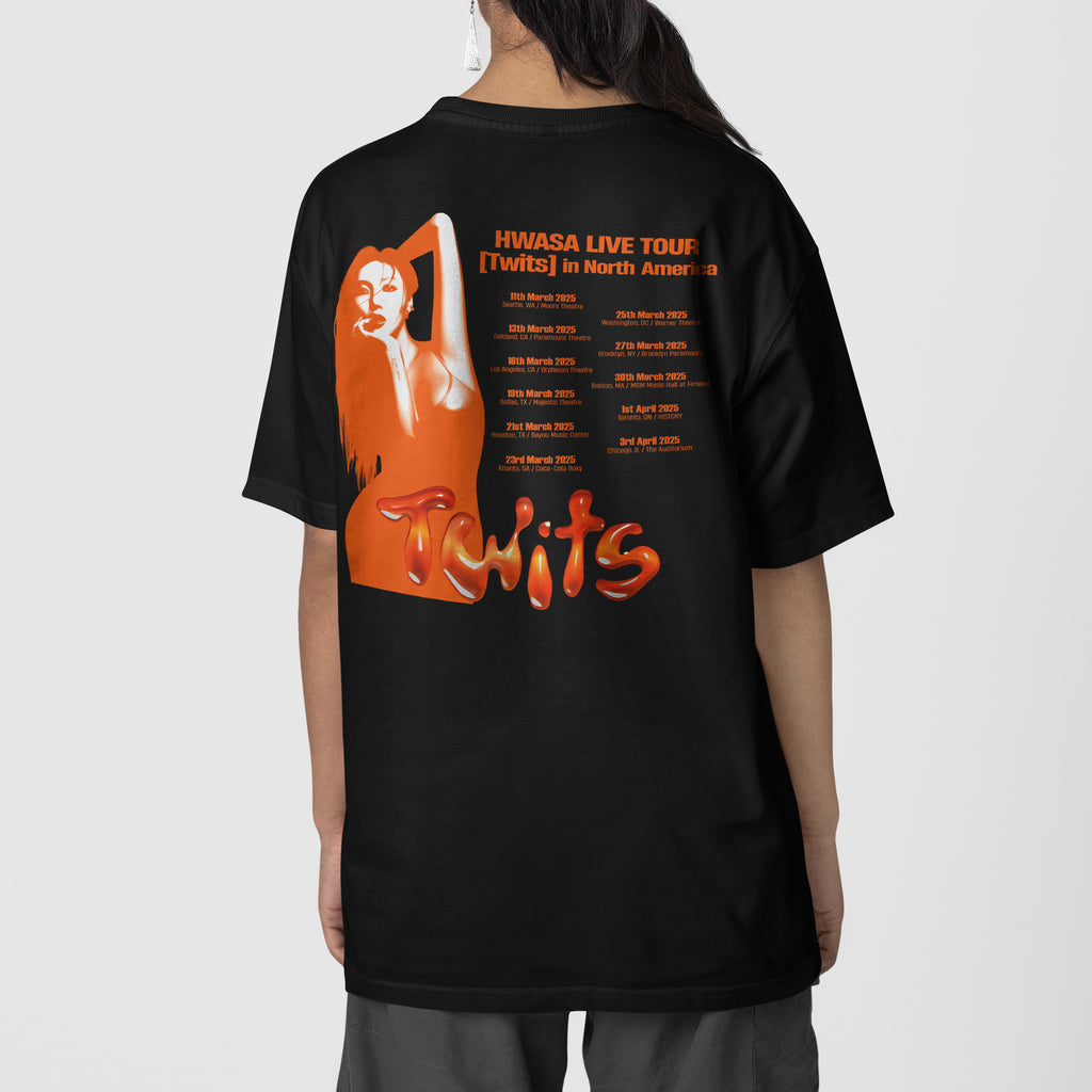 Hwasa Twits Tour Date T-Shirt - Back view, Y2K kpop concert tee