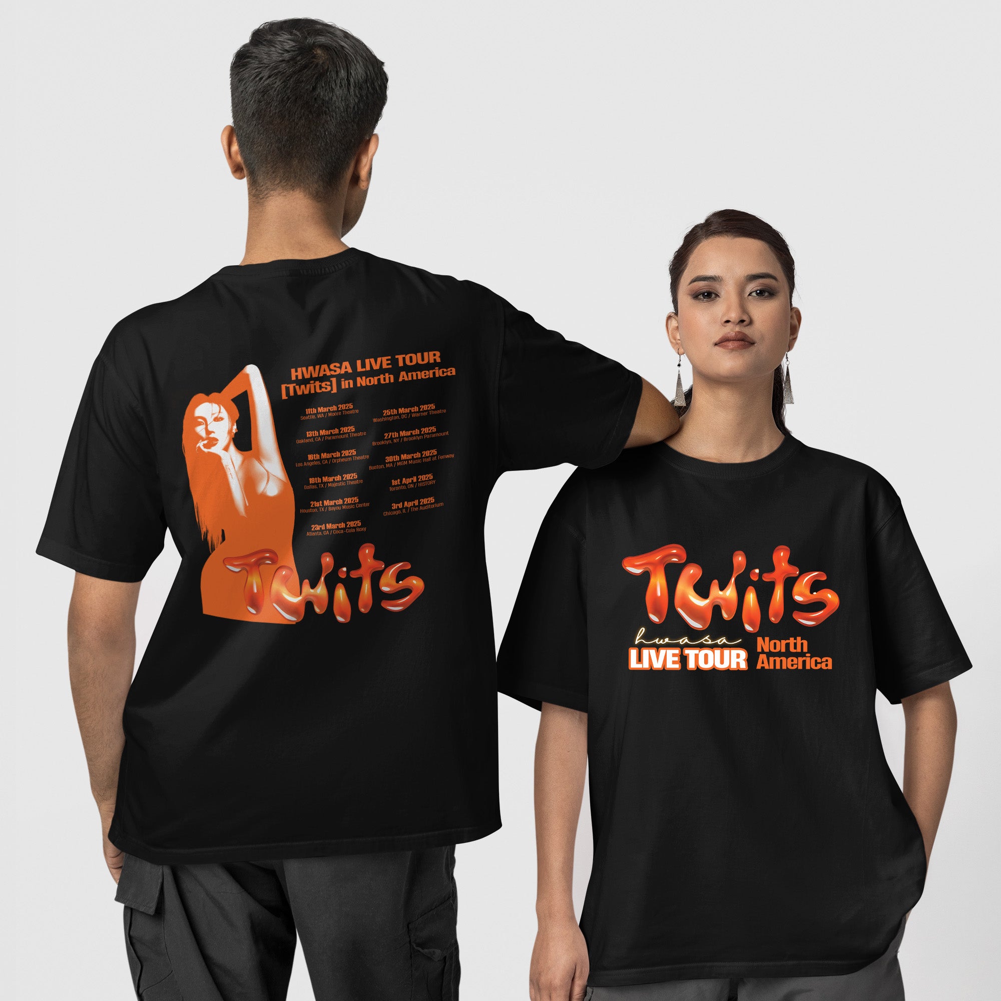 Hwasa Twits Tour Date T-Shirt - Couple 1 view, Y2K kpop concert tee