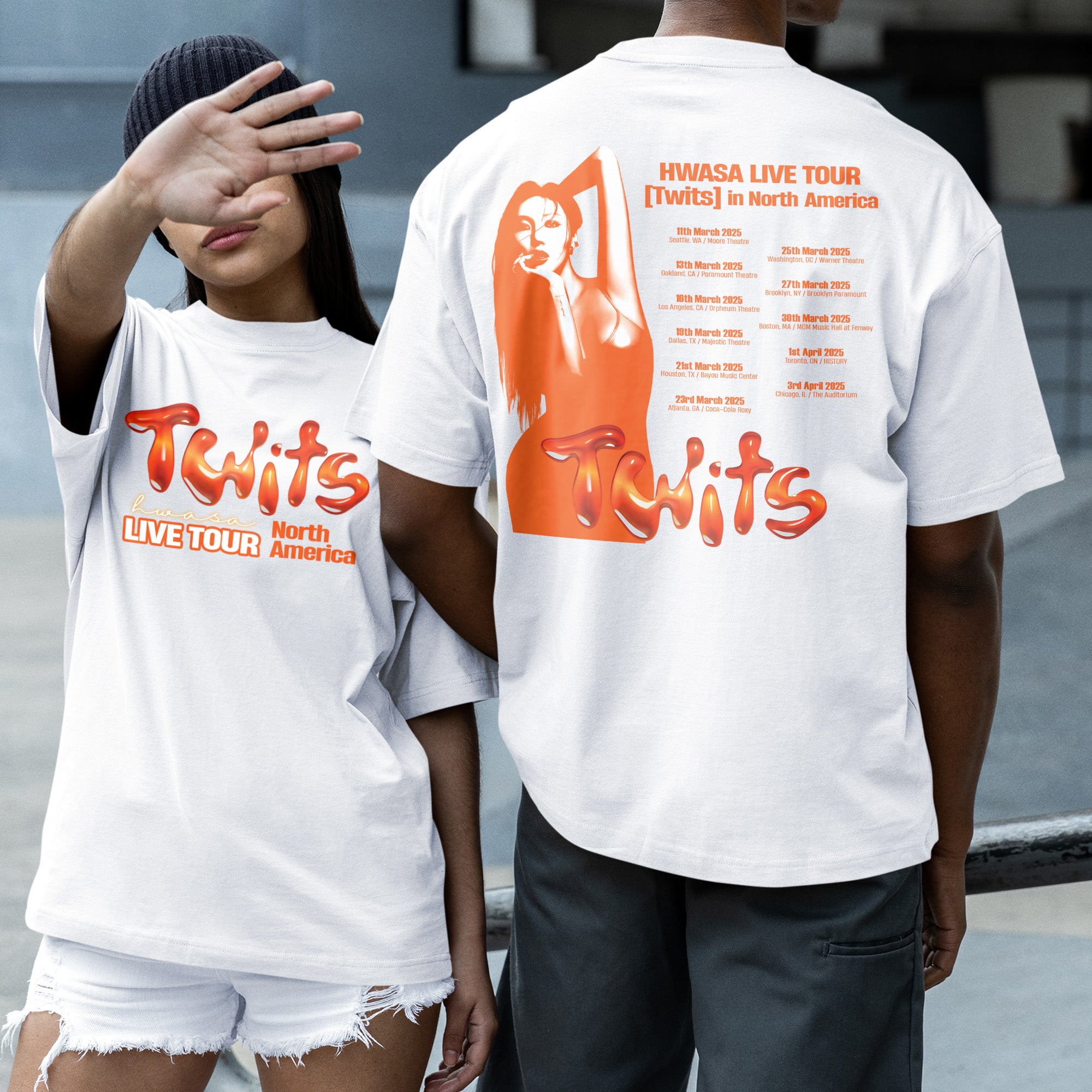 Hwasa Twits Tour Date T-Shirt - Couple 2 view, Y2K kpop concert tee