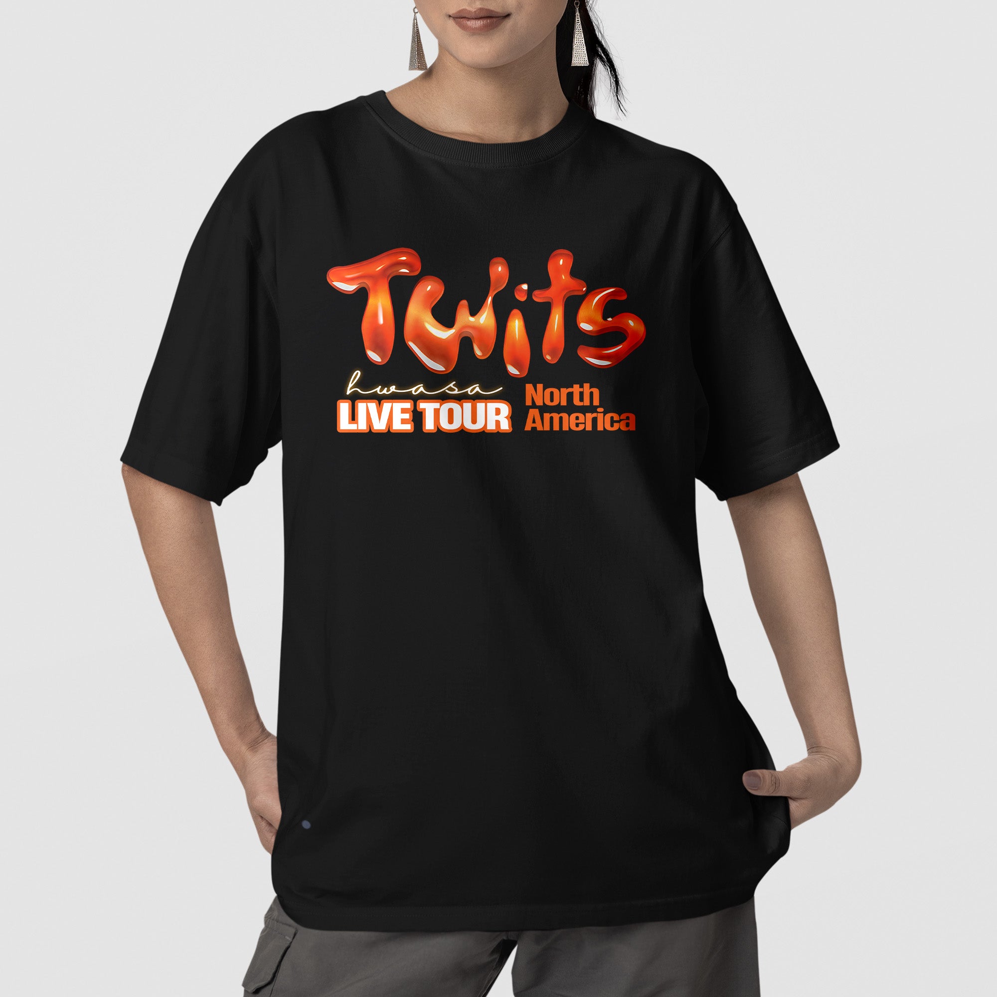 Hwasa Twits Tour Date T-Shirt - Front view, Y2K kpop concert tee