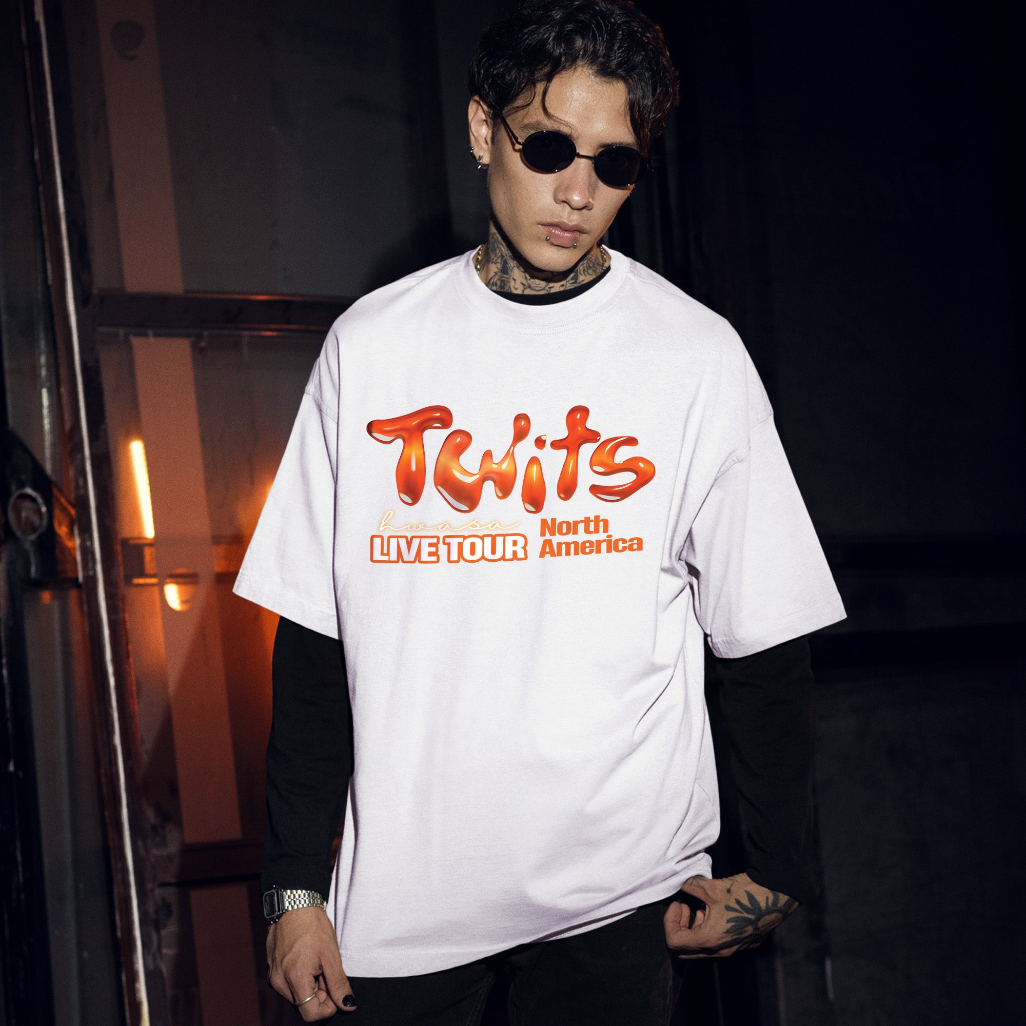 Hwasa Twits Tour Date T-Shirt - Men Front view, Y2K kpop concert tee