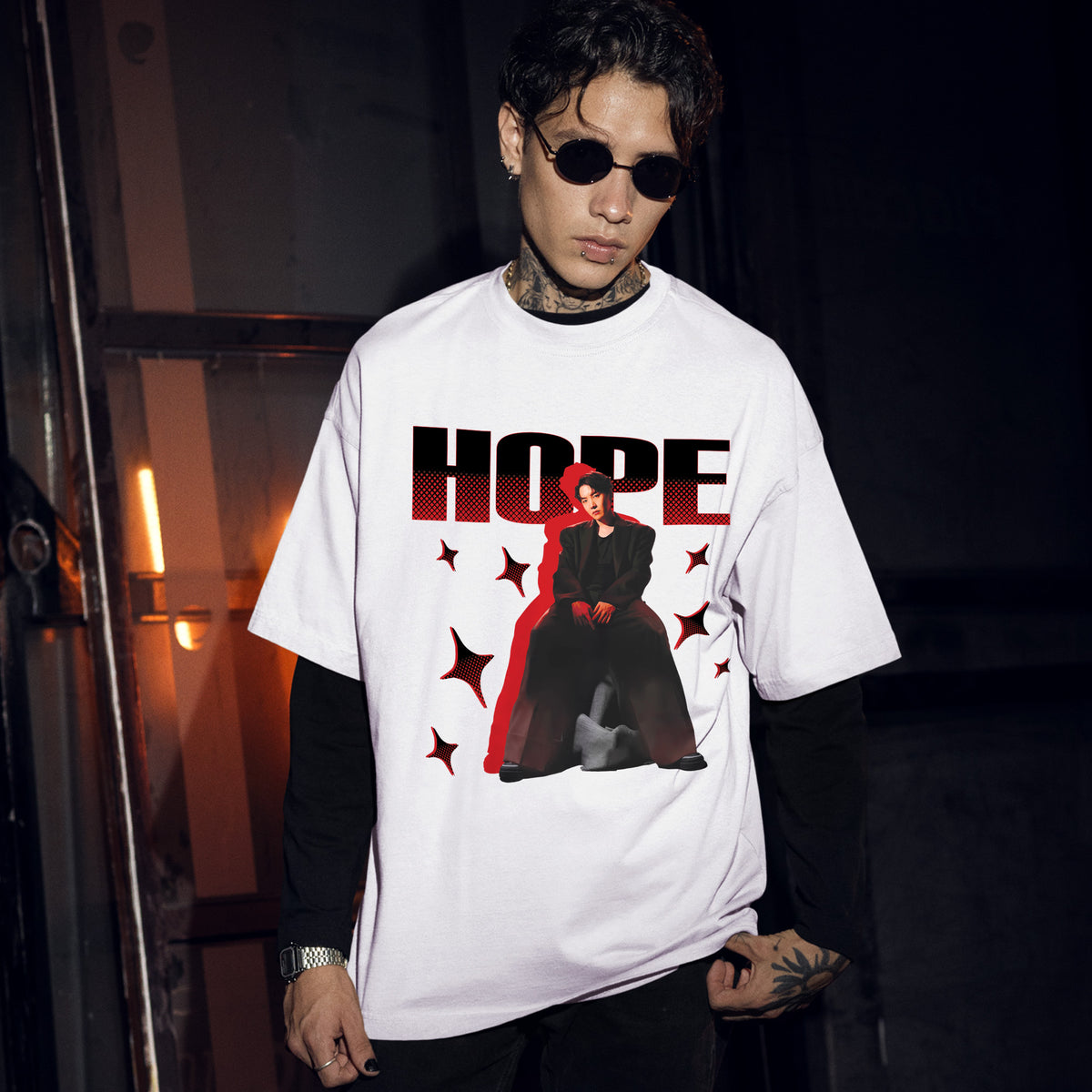 BTS J-Hope Hope On The Stage 1st Tour T-Shirt - Men Front view, Y2K kpop concert tee