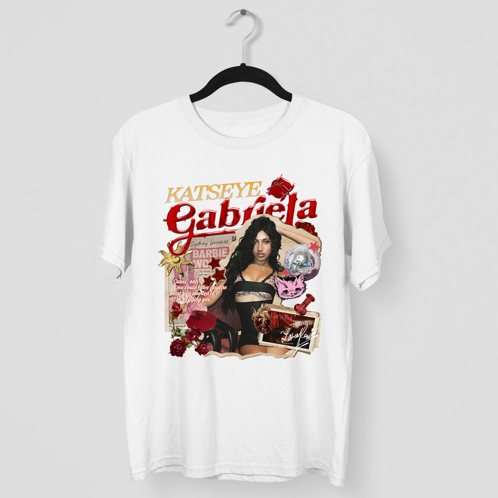 KATSEYE Gabriela Lara Raj T-Shirt - Main view, Y2K kpop concert tee