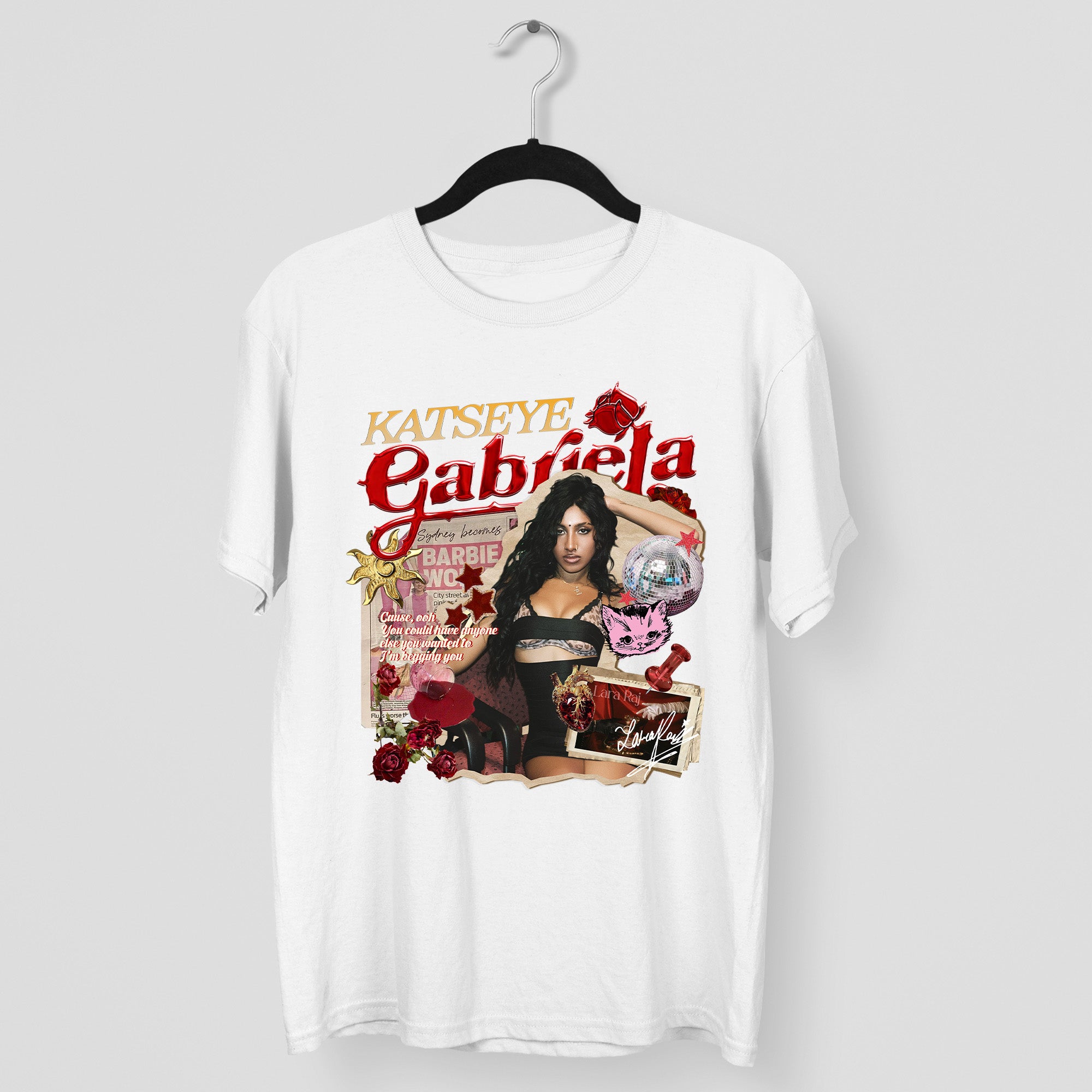 KATSEYE Gabriela Lara Raj T-Shirt - Main view, Y2K kpop concert tee