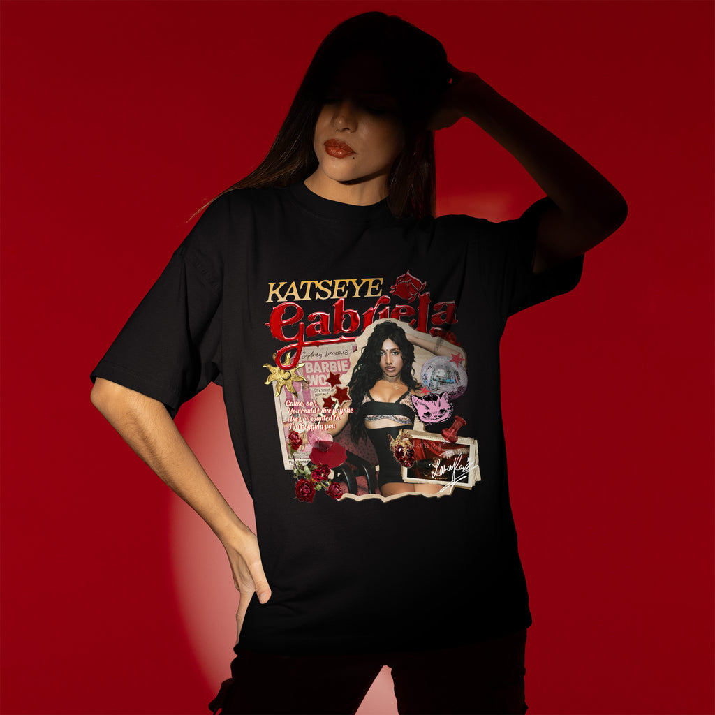 KATSEYE Gabriela Lara Raj T-Shirt - Women view, Y2K kpop concert tee