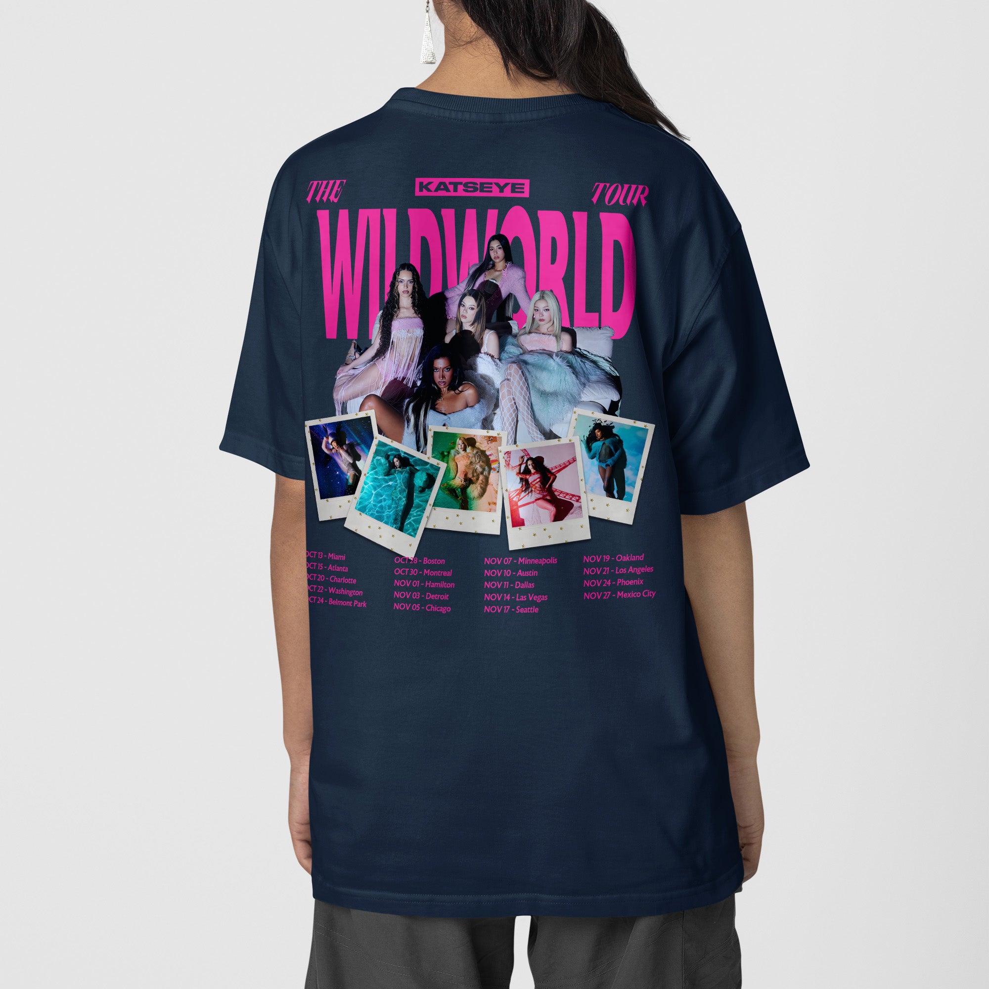 KATSEYE World Tour The Wildworld Graphic T-Shirt - Back view, Y2K kpop concert tee