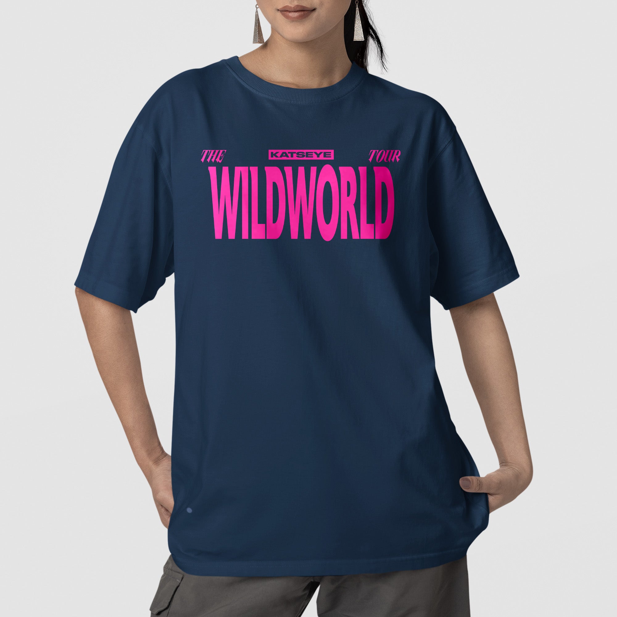 KATSEYE World Tour The Wildworld Graphic T-Shirt - Front view, Y2K kpop concert tee