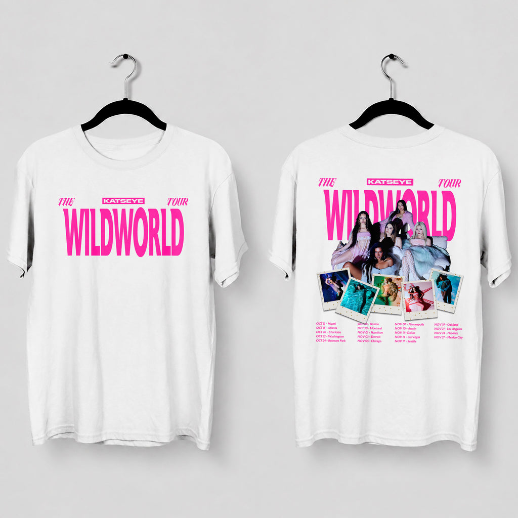 KATSEYE World Tour The Wildworld Graphic T-Shirt - Main view, Y2K kpop concert tee