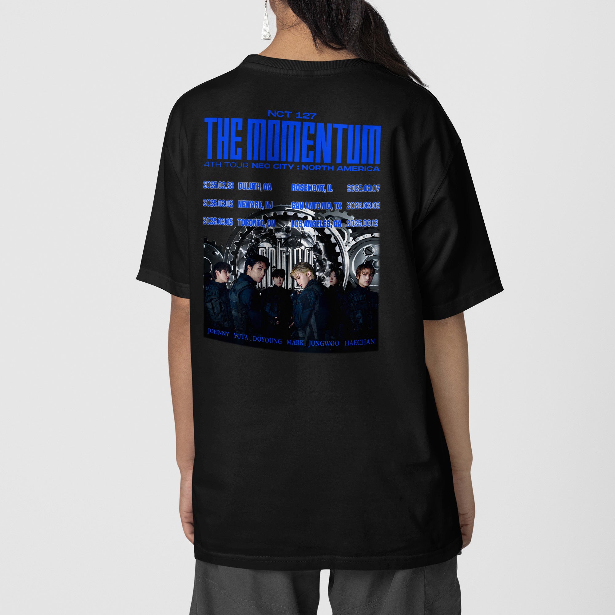 NCT 127 Momentum in North America 2025 T-Shirt - Back view, Y2K kpop concert tee