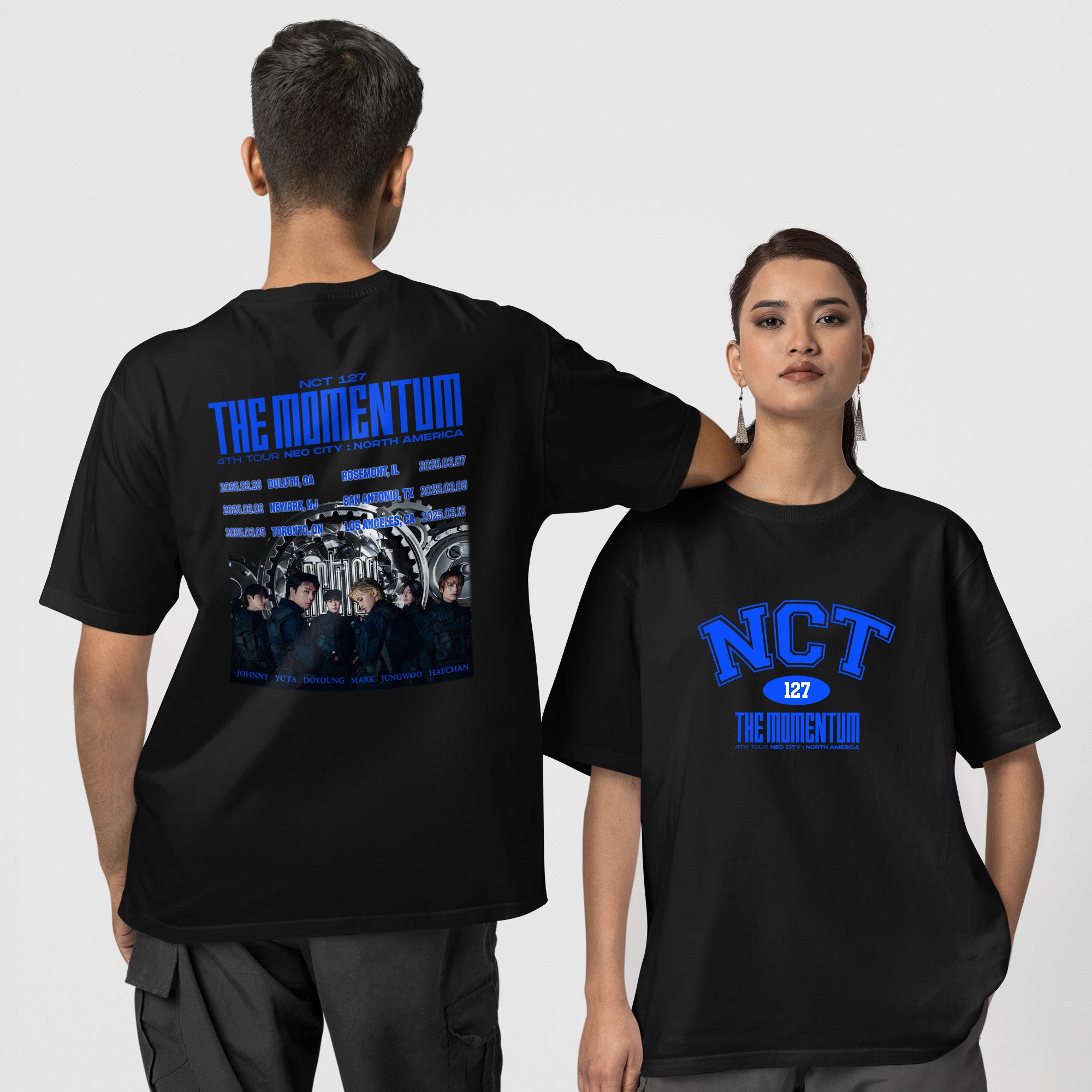 NCT 127 Momentum in North America 2025 T-Shirt - Couple 1 view, Y2K kpop concert tee