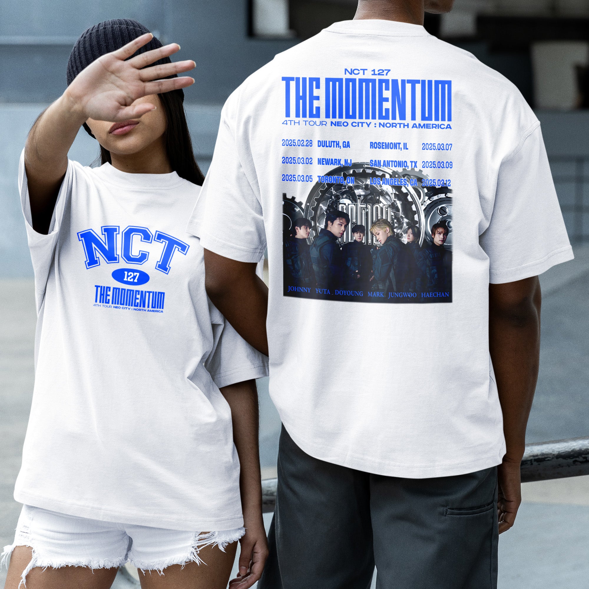 NCT 127 Momentum in North America 2025 T-Shirt - Couple 2 view, Y2K kpop concert tee