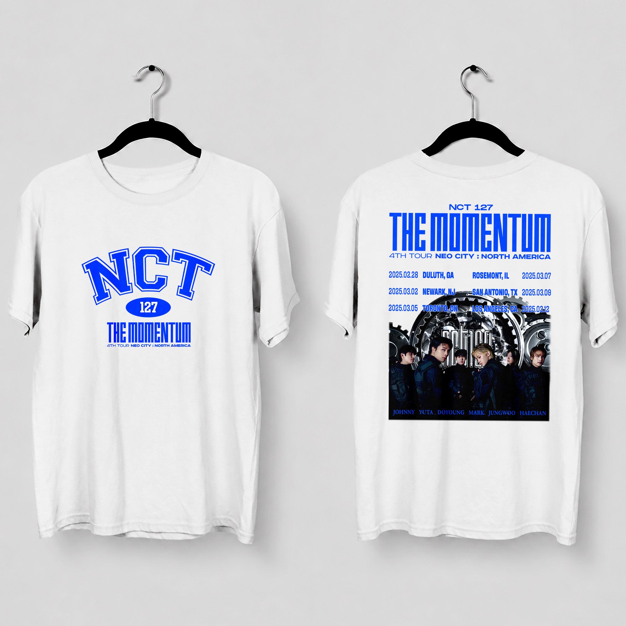 NCT 127 Momentum in North America 2025 T-Shirt - Main view, Y2K kpop concert tee
