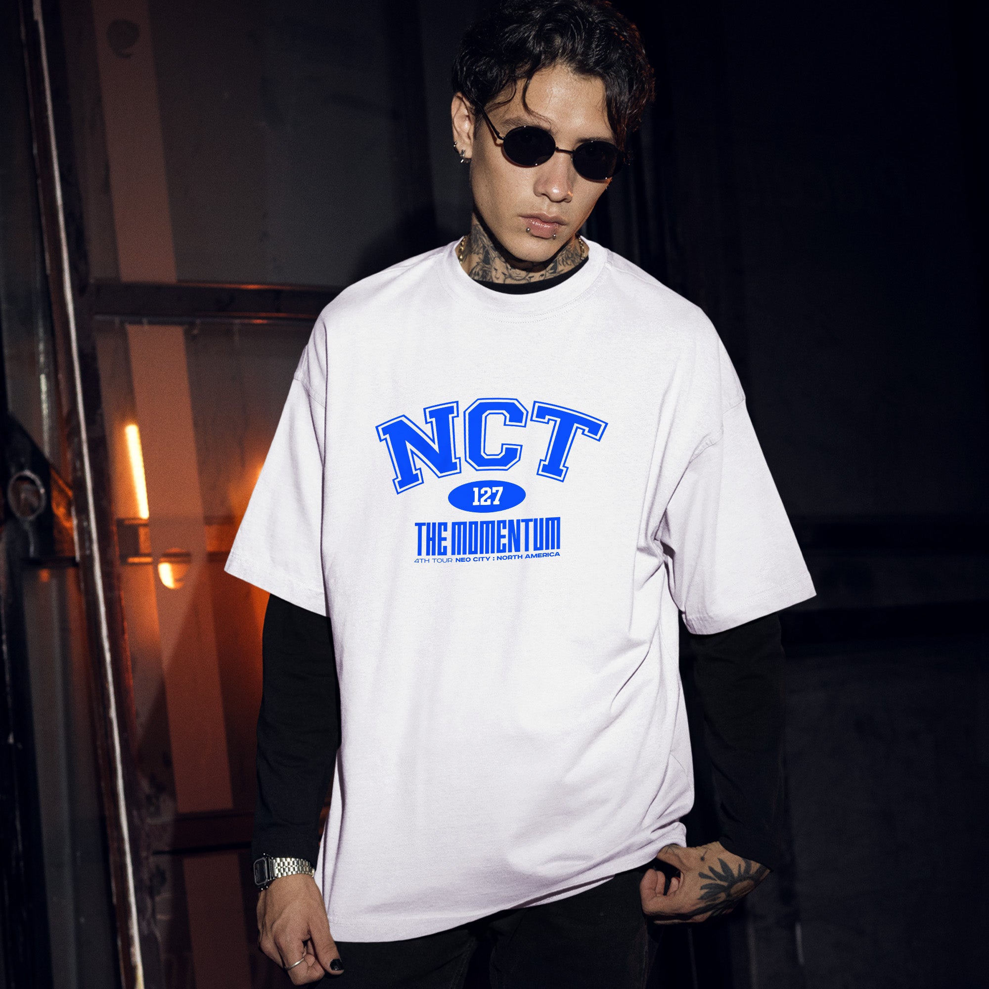 NCT 127 Momentum in North America 2025 T-Shirt - Men Front view, Y2K kpop concert tee