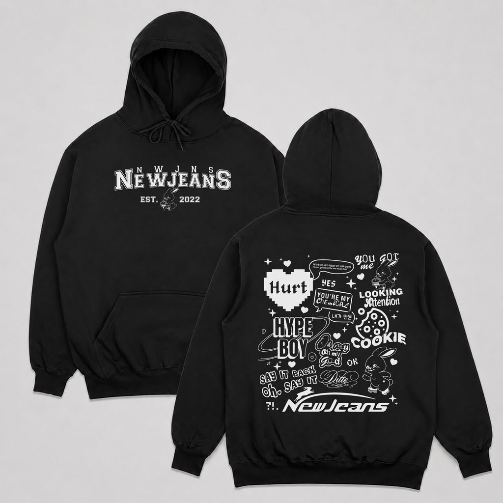 NewJeans Est 2022 Song Collect Hoodie - Main view, Y2K kpop concert hoodie