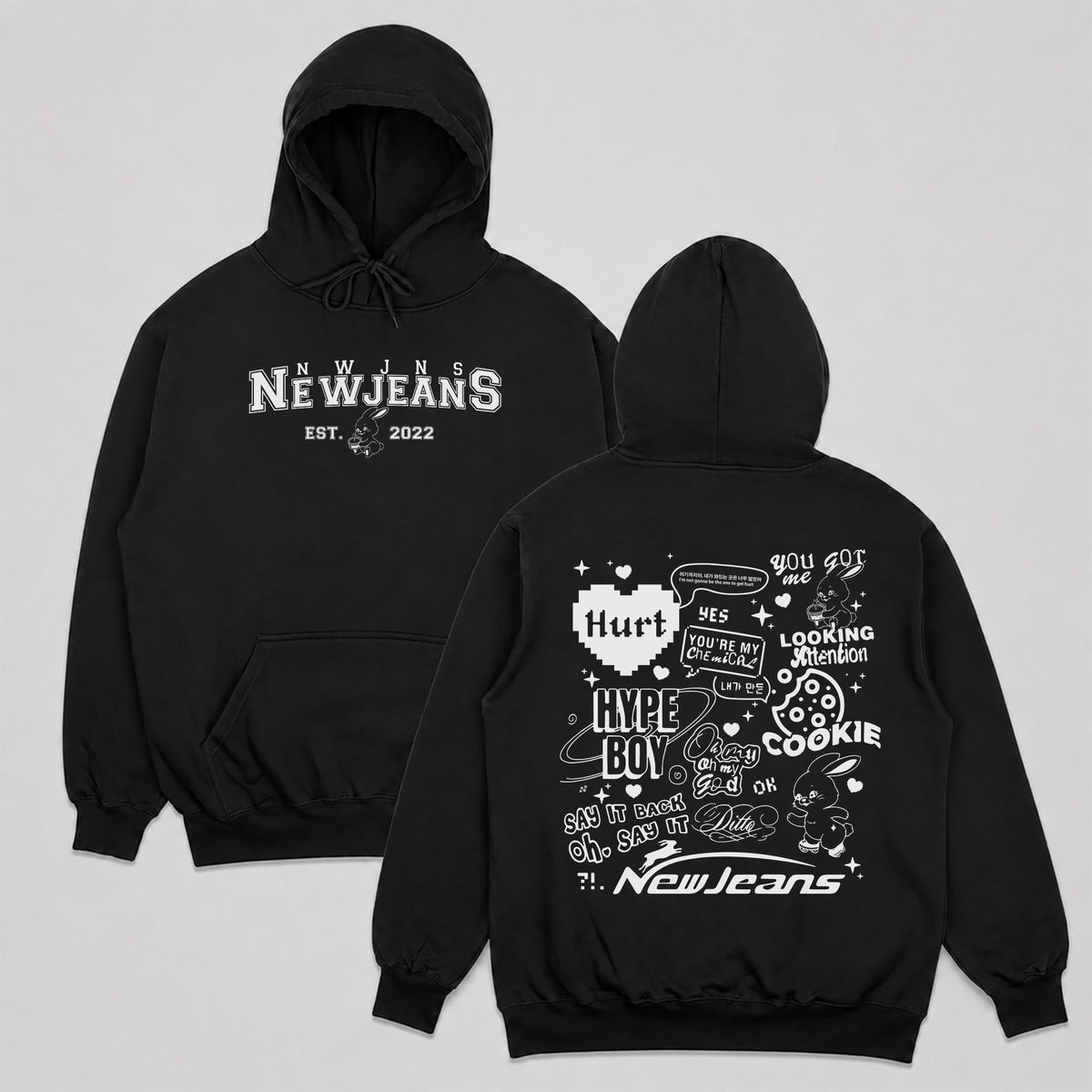 NewJeans Est 2022 Song Collect Hoodie - Main view, Y2K kpop concert hoodie