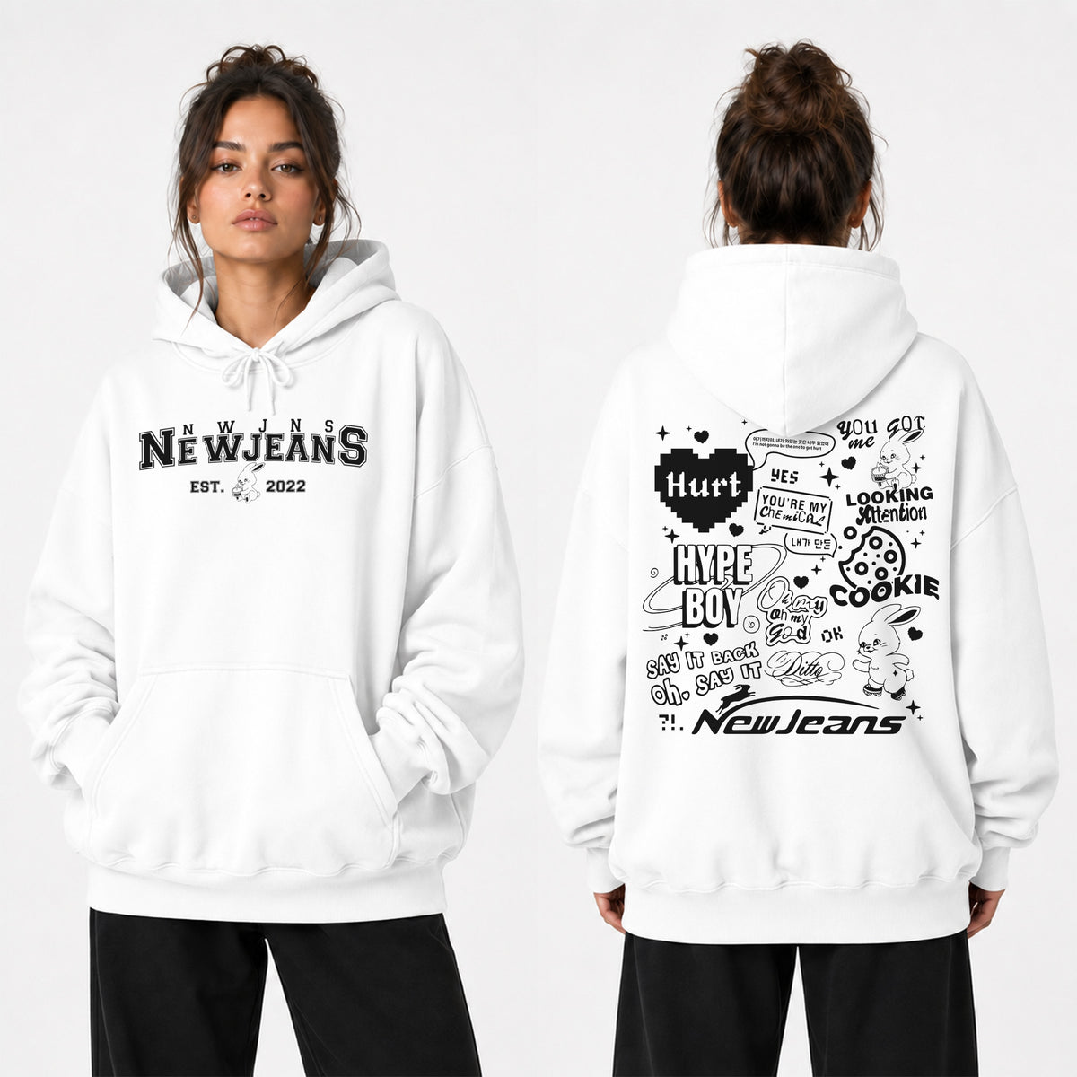 NewJeans Est 2022 Song Collect Hoodie - Women view, Y2K kpop concert hoodie