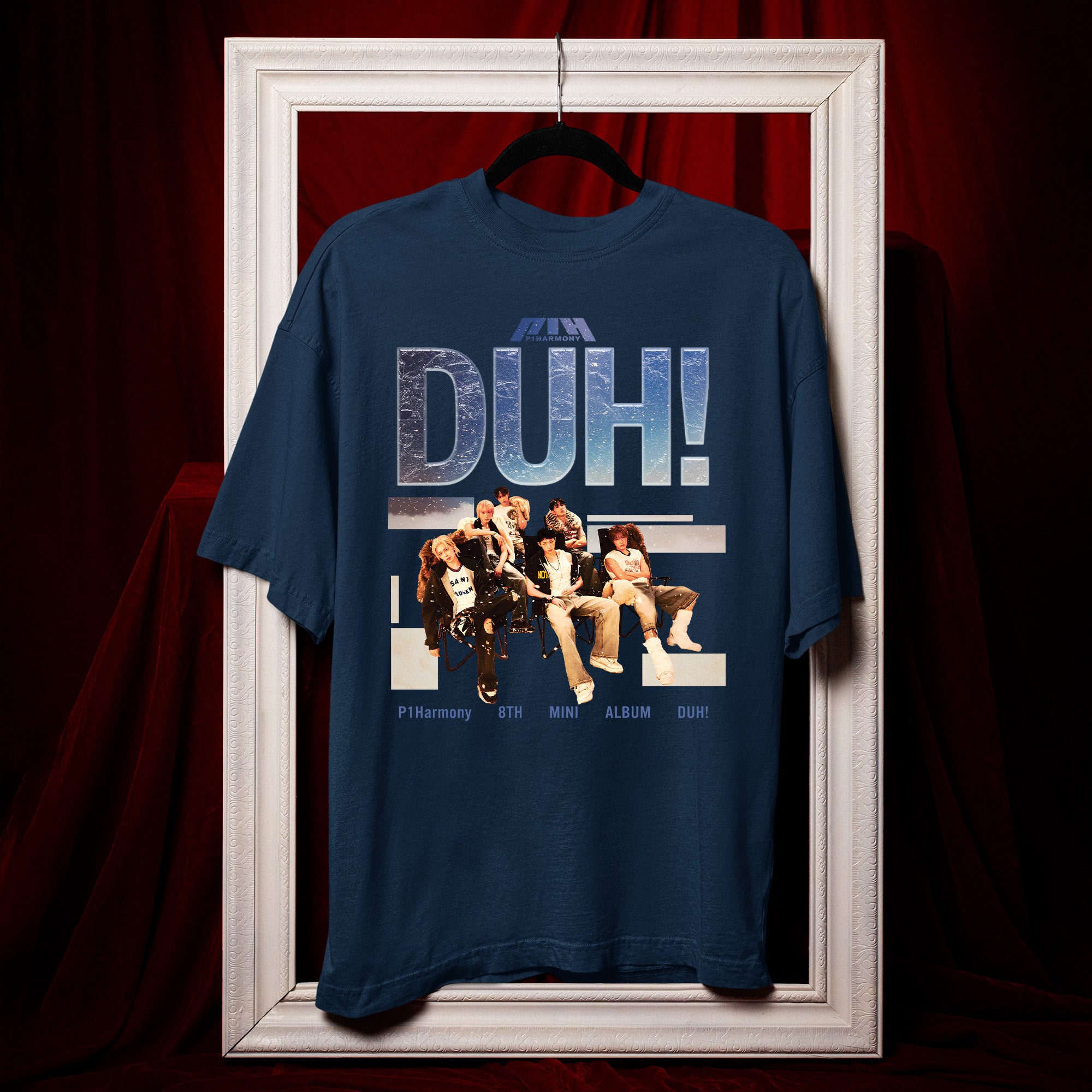 P1Harmony Duh! T-Shirt - Hang view, Y2K kpop concert tee