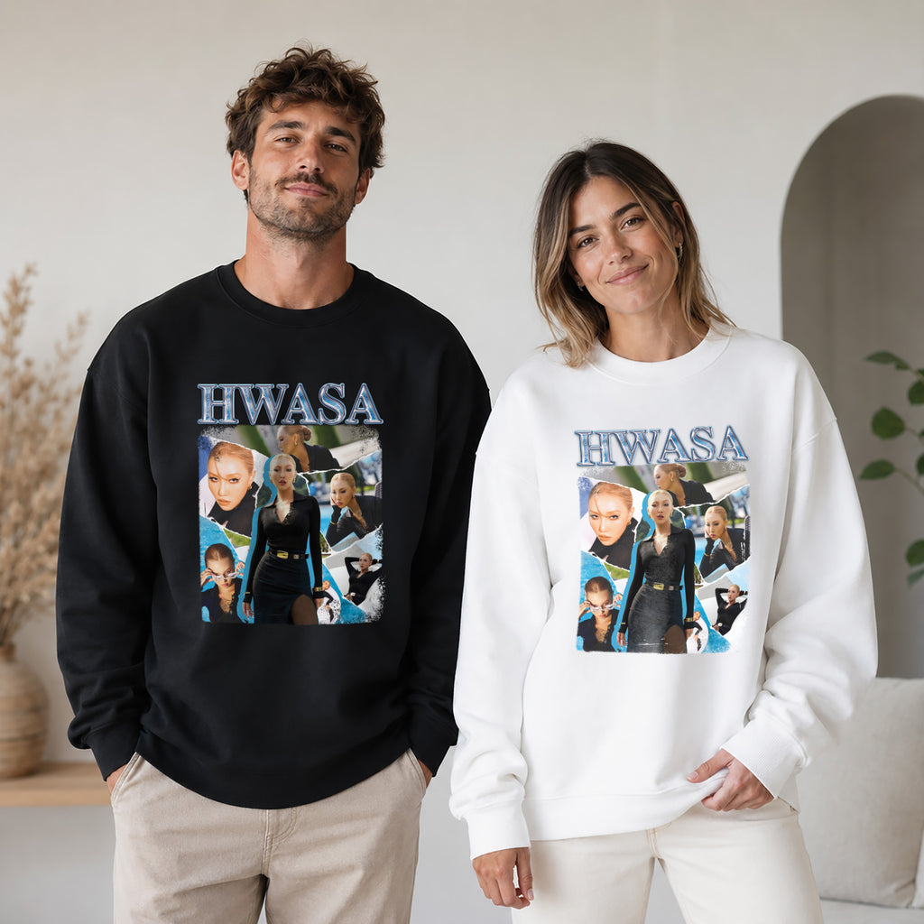 HWASA Retro Unisex Sweatshirt - Couple view, Y2K kpop concert sweatshirt