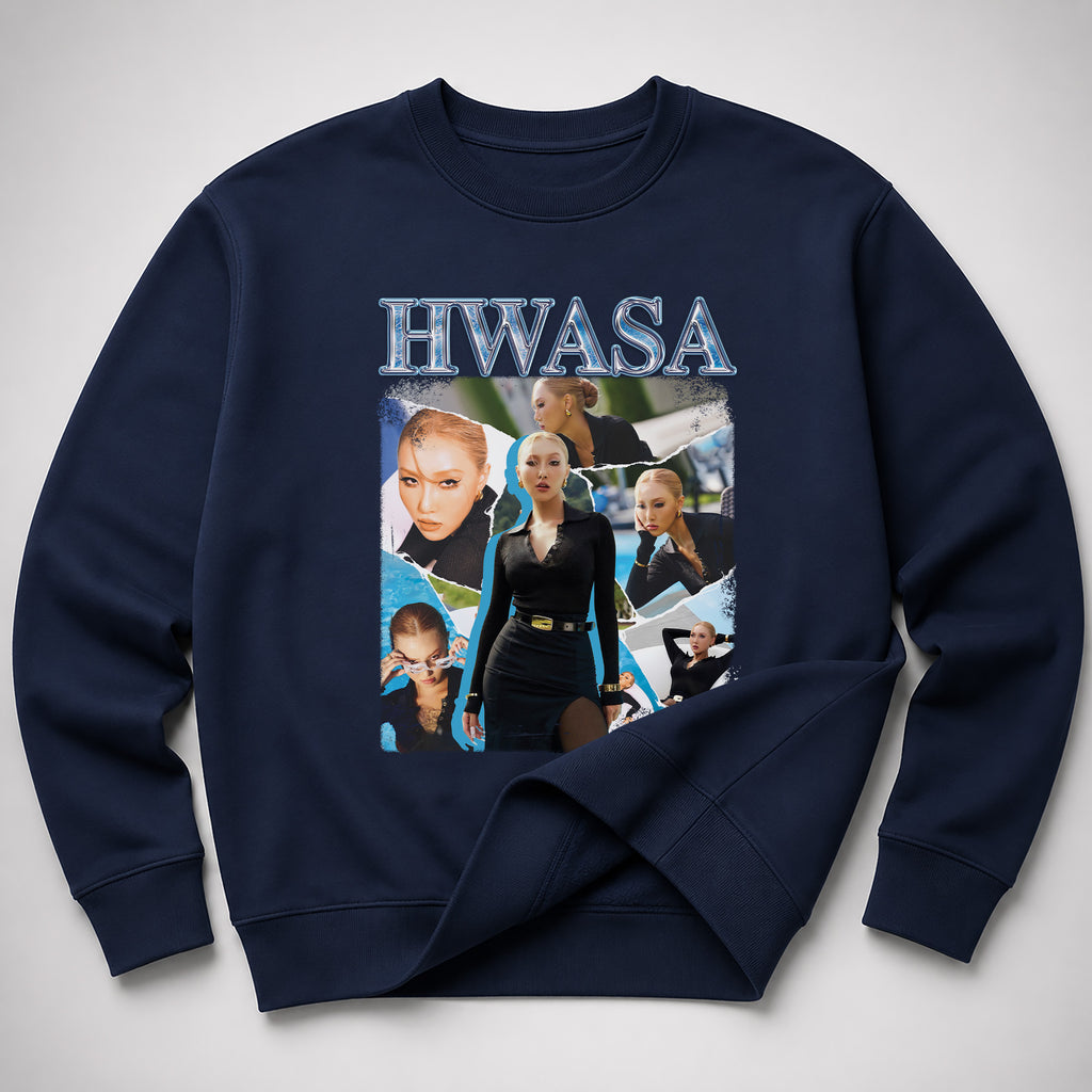 HWASA Retro Unisex Sweatshirt - Spread view, Y2K kpop concert sweatshirt