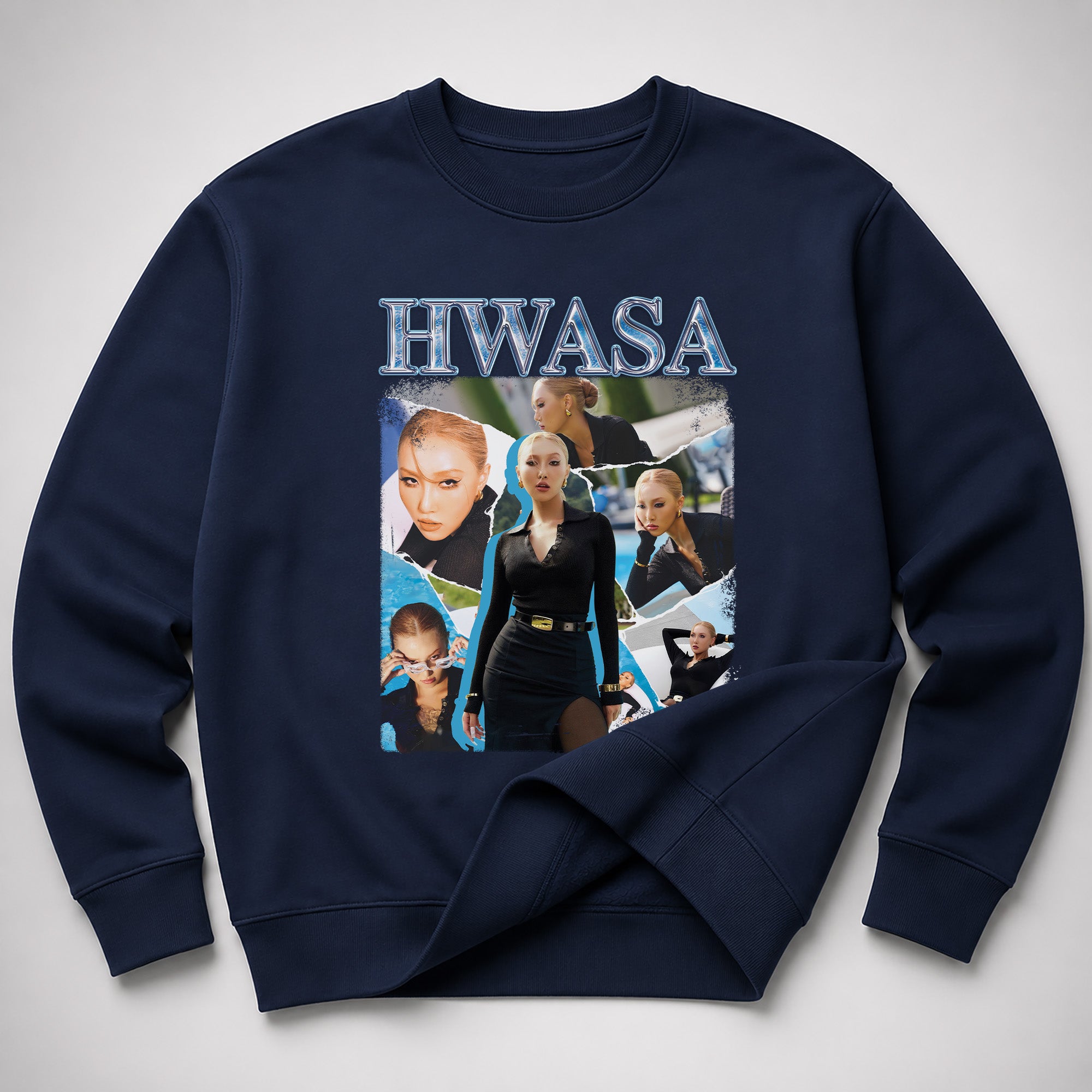 HWASA Retro Unisex Sweatshirt - Spread view, Y2K kpop concert sweatshirt