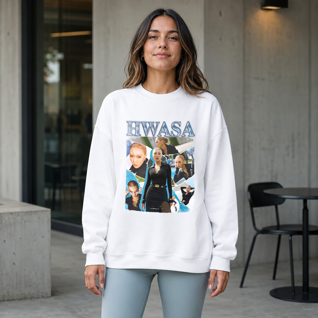 HWASA Retro Unisex Sweatshirt - Women view, Y2K kpop concert sweatshirt